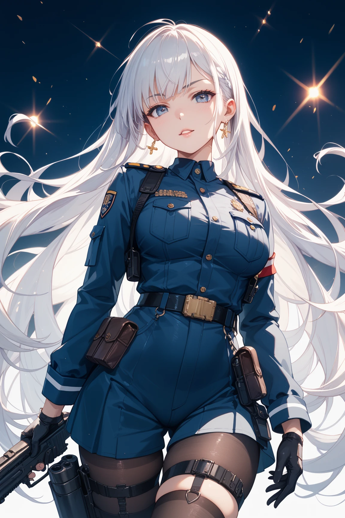 Realistic,(Action War Movie Poster),(Based on the movie Foundation),Real,(Realistic Face Resolution),Cinematic Posing,White Air Force General's Uniform,Adult,Skinny,Small,1 Light Blue Long Hair Woman with Yellow Eyes,Serious Face,Science Fiction,Sci-Fi,Different Characters