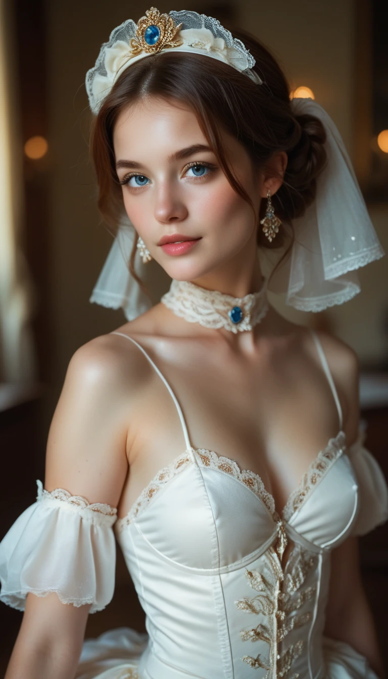 Step-by-step, masterpiece, vintage erotic photo, of jazz age woman, (wearing art deco striped see-through dress), ouvert, (detailed face), gorgeous eyes, [[makeup]], cute, (detailed skin), [freckles], textured, shallow depth of field, diffused soft lighting, photographed on a Sony a9 II, 100mm lens, F/2.8 aperture, sharp focus, 8k, absurdres, (highly detailed, intricate detail), (RAW), fashion photography award-winner, (full body:0.9)