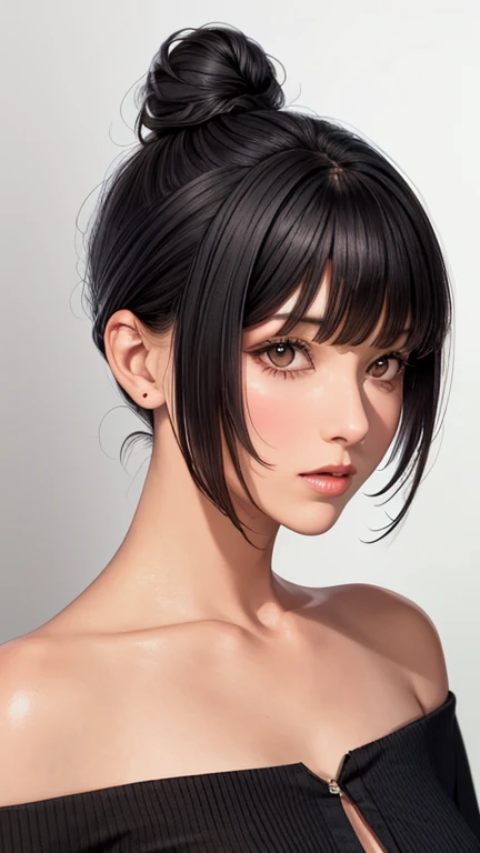 (masterpiece, best quality:1.2),  noodle (gorillaz), black hair, 1girl, streaked hair, black eyes, multicolored hair, bangs,  parted lips, , small ,  bob cut, seductive smile,  expression, cohf  asian woman covered in , Photorealistic, Hyperrealistic, Hyperdetailed, analog style, hip cocked, demure, low cut, black lace, detailed skin, matte skin, soft lighting, subsurface scattering, realistic, heavy shadow, masterpiece, best quality, ultra realistic, 8k, golden ratio, Intricate, High Detail, film photography, soft focus