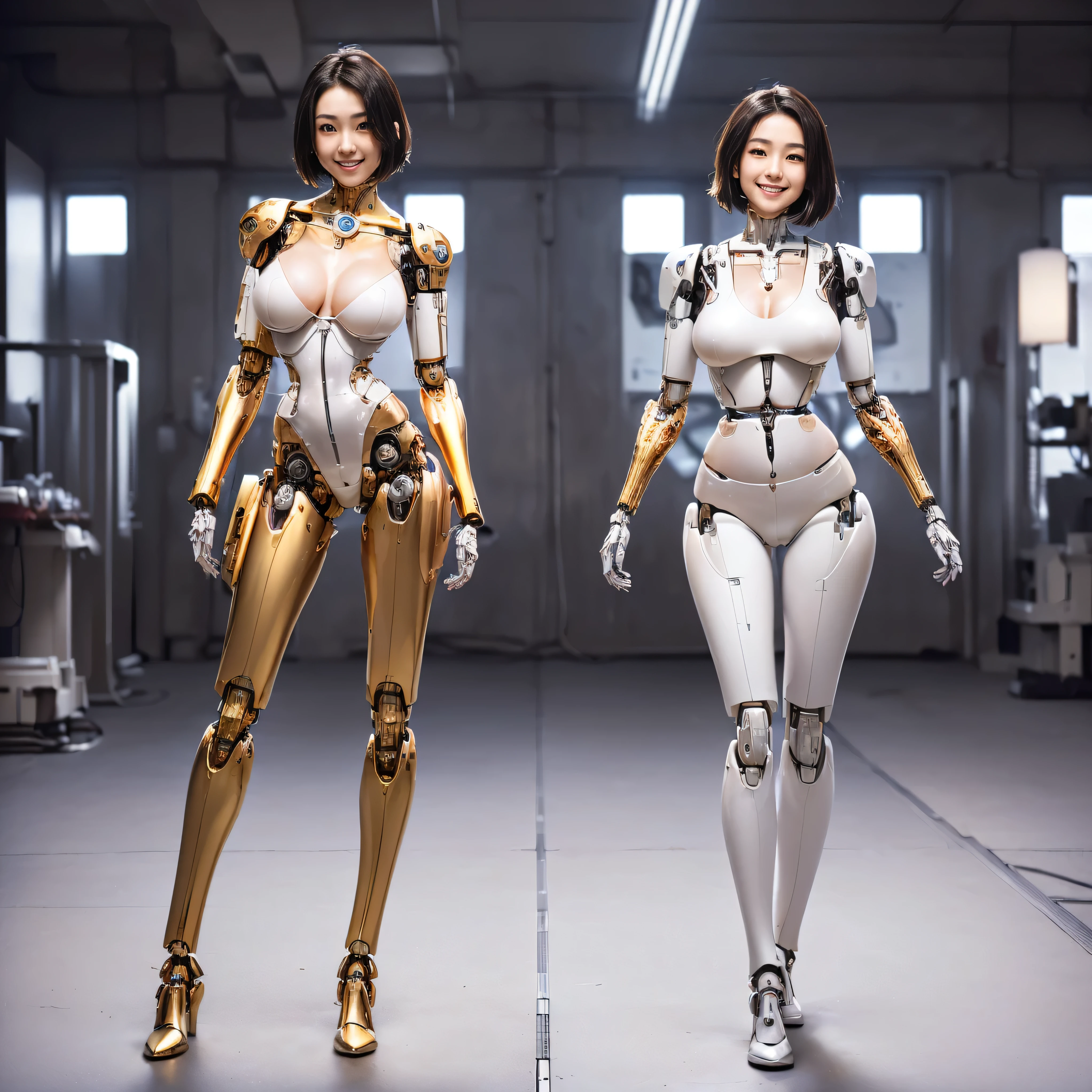 Translucent and mysterious mechanical girls,
From the neck down, they all have the perfect beautiful human faces.,
Everyone has a different hairstyle,
full body shot,
All are mechanical joint girls,
All mechanical joint girls have different colors from the neck down,
Everyone is standing and showing off their bodies,
Everyone smiling,
Group Selfie,
wide angle,
futuristic city background
