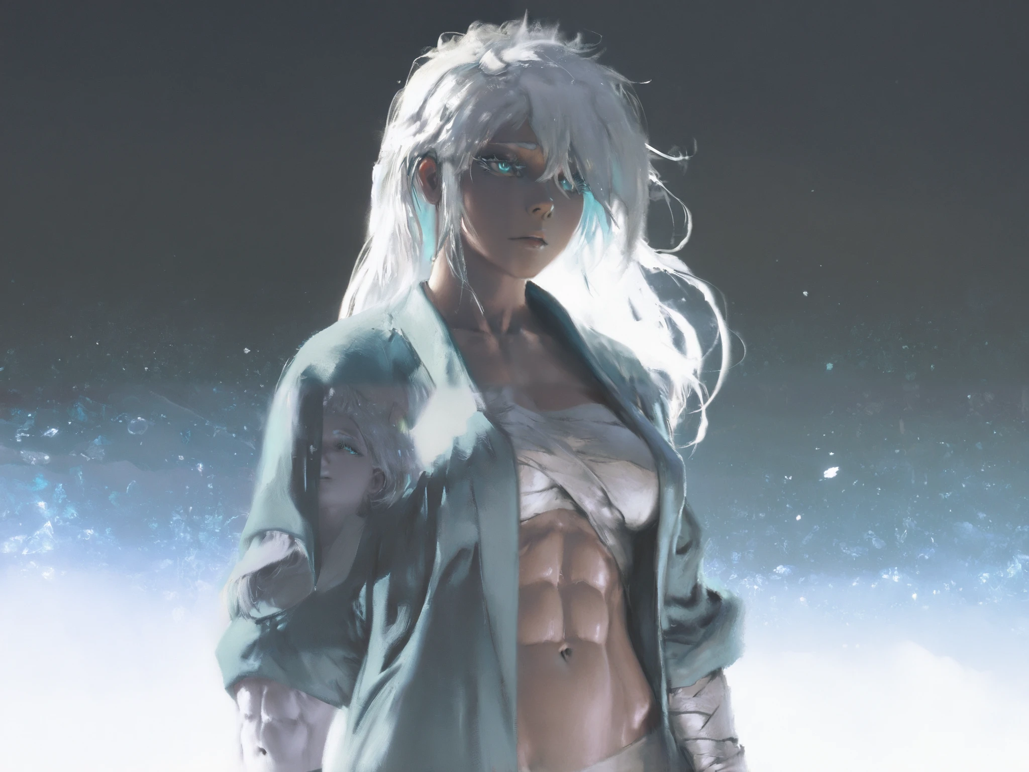 HDR, 8K, high contrast, masterpiece, best quality, amazing quality, very aesthetic, anime artstyle, realistic, hentai art, newest, (artist:incase:0.5), (artist:tsuaii:0.5) ,
BREAK
shiej007, bounce light, hyperdetailed, detailed hair strands, detailed fibers,
portrait, masterpiece, semi-realism, painterly, vivid colors, 3d, realistic, 1girl, icy blue eyes, white hair, monk outfit, toned body, bandaged arms, abs, blue and white color scheme, hair on one eyes, long eyelashes, ice background, dual lighting, rim lighting.