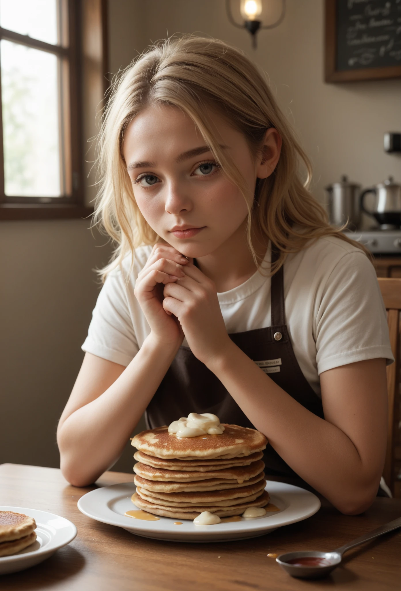 Blonde girl child, Foto RAW, uma foto retrato de Foodporn profissional sorvete de creme de leite de baunilha 8k uhd, DSLR, soft-lighting, alta qualidade, grain of film, Fujifilm XT3