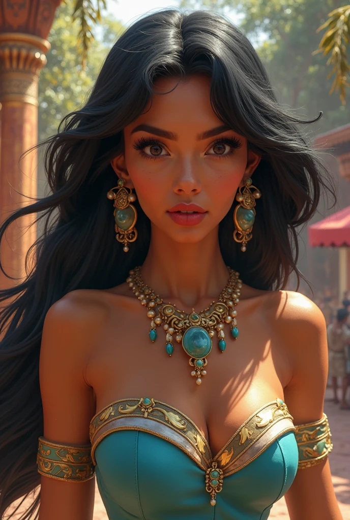 Stunning Princess Jasmine, photo in 8k, in action, cinematic.