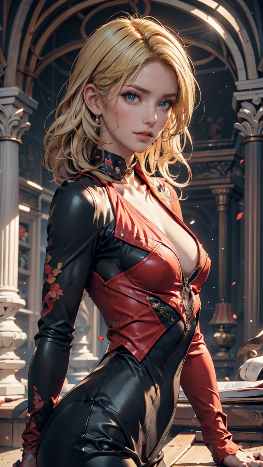 (ultra realistic,32k, masterpiece:1.2),(high detailed skin:1.1),( high quality:1.1),
1girl, blonde, ponytail hair,, gothic shoolgirl outfit, skirt, pony tails [<lora:redcrystal-nvwls-v1:0.8>redcrystal, red theme, rubies,ruby,:<lora:devilish-wing-style-darquelilly-v1:0.5>devilishwingstyle, hell,devil,wing, (blood, blood spltter:1.2), hellish,:25],fighting stance, huge breast,large breast,,<lora:add_detail:0.84>,
(golden hour:1.1), frostbite ridge, icy winds, frozen landscape, home of ice elementals,  blurry background,