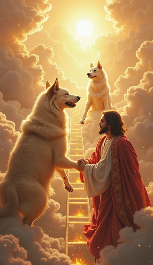 reinterpretation of Michelangelo&#39;s painting, with the work “The Creation of Adam” for a graphic production. The proposal for the reinterpretation is to replace the God or man in the work with a dog., for this dog to touch the man or the God in heaven 