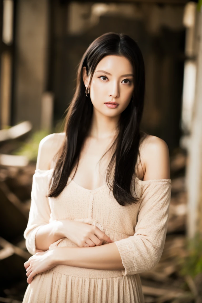 (1 Korean Girl)、top-quality、​masterpiece、超A high resolution、(Photorealsitic:1.4)、Raw photo、glowy skin、(beautiful forest background)、Precipitous cliffs、(Small LED)、((super realistic details))、portlate、globalillumination、Shadow、octan render、8K、ultrasharp、Colossal 、Raw skin is exposed in cleavage