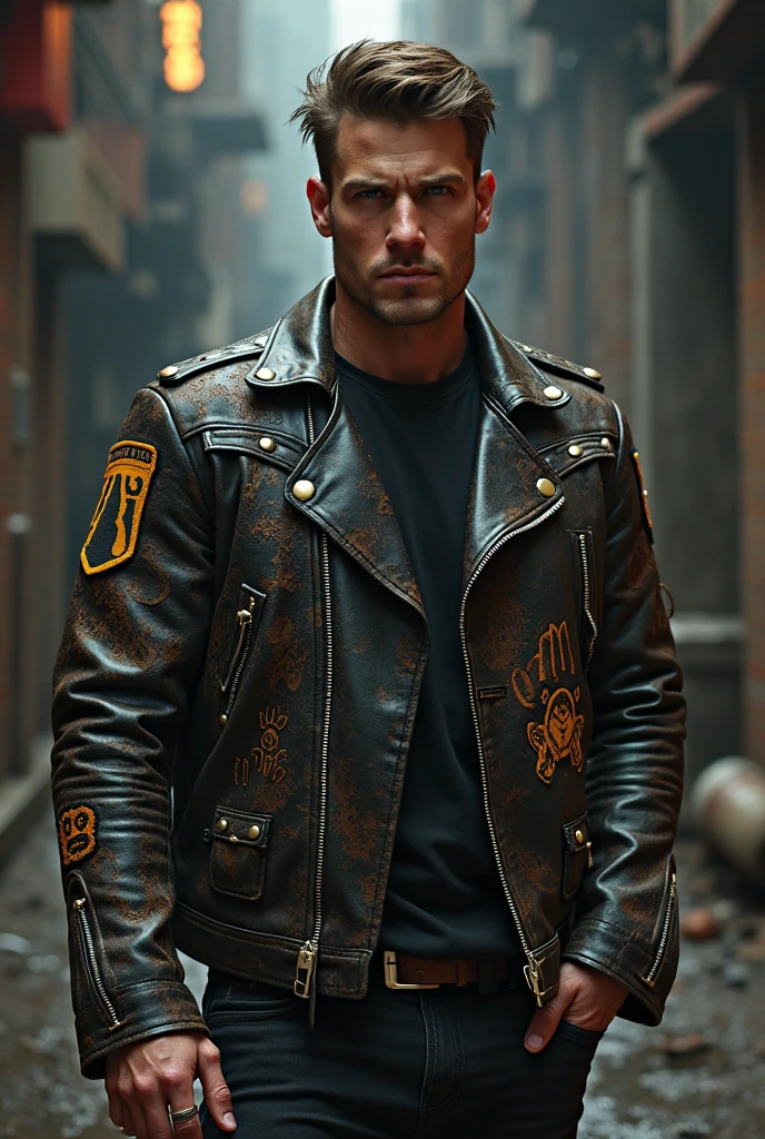 homem 18 anos, jaqueta solta branca grande, quarto com jogos, branco, with jewelry and tattoo, cabelo curto militar