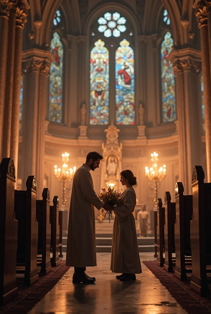 A picture of Romeo and Juliet getting married from the play Romeo and Juliet