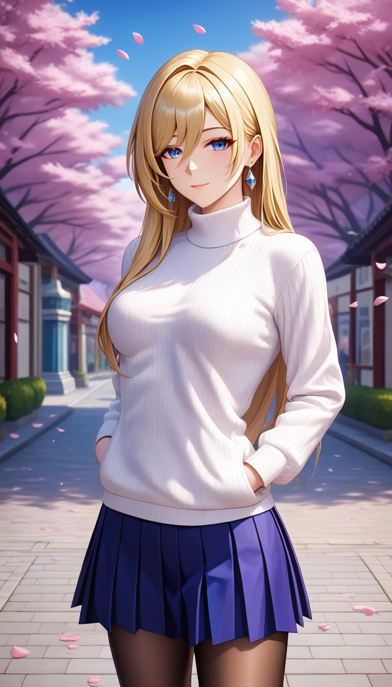 (girl wearing a sweater)、(Redhead)、青い目をしたAnime女の子、(Huge boobs), ((A loose knit sweater:1.4)), (hot pants:1.2),魅力的なAnime女の子, Anime女の子 con pelo largo, 美しいAnime女の子, かわいいAnime女の子, Anime女の子, かわいいAnime女の子, 最高のAnime女の子, Moe anime art style, visual anime of a cute girl, 肖像画のAnime, Anime, 魅惑的なAnime, (Anime), 若いAnime、Yellow star hair ornament