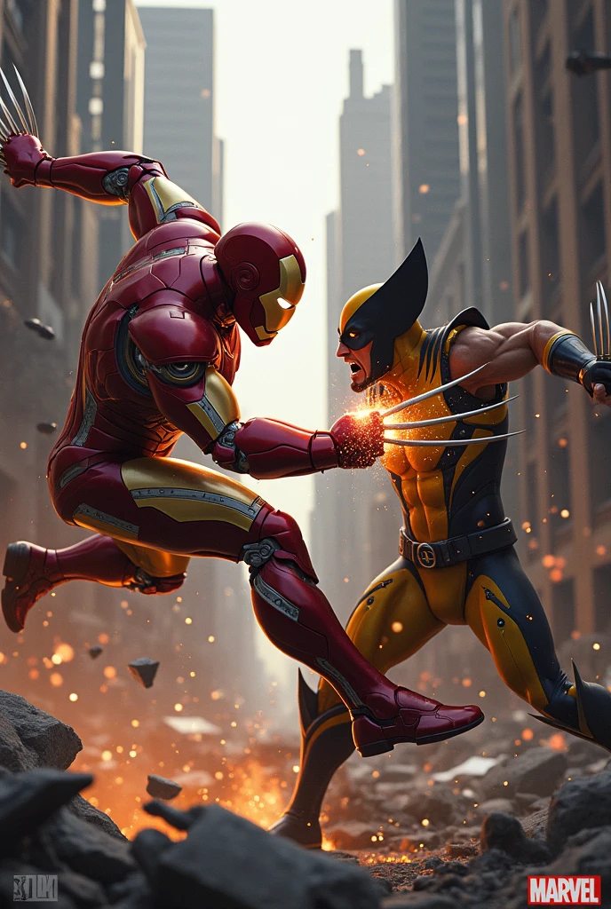 Create real marvel wolverine vs ironman