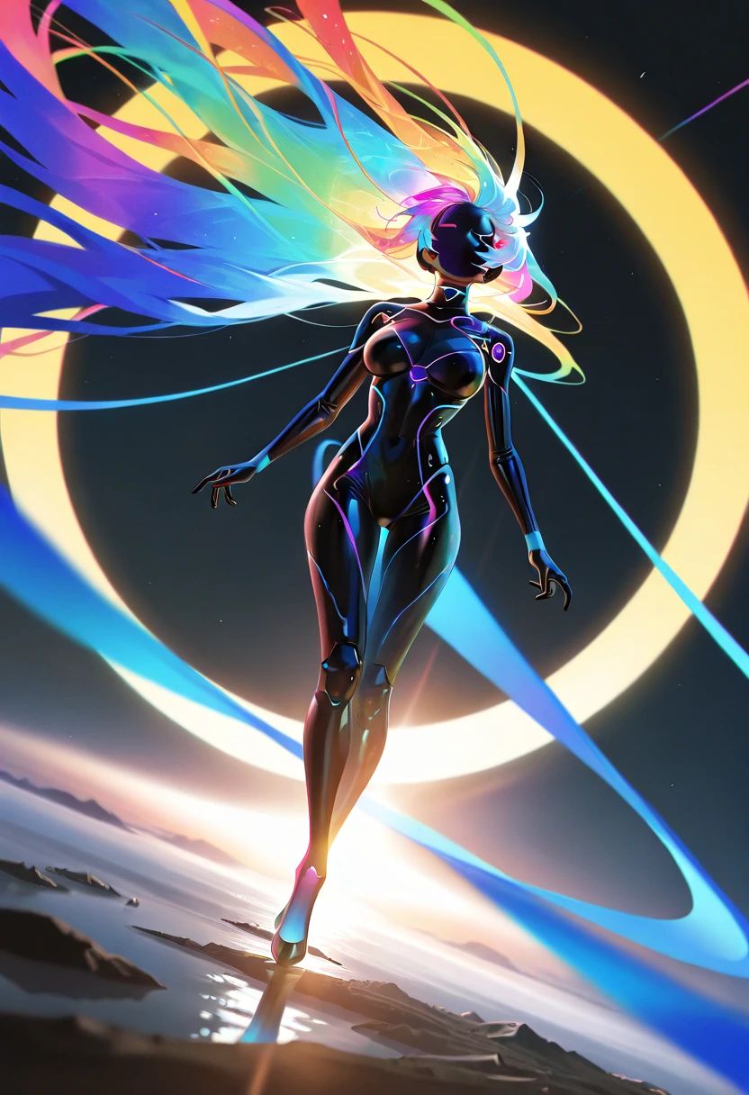 <lora:DarkestDungeonSDXL:0.3> ddstyle <lora:add-detail-xl:3> detailed goddess with skin made of liquid metal (Cyberpunk style) on a futuristic beach, a golden glowing core beating inside the chest sending energy to whole body, her hair is made of glass and glowing fiber optics, facing viewer. 35mm shot, f4. 6, sharp focus, bokeh, glow_in_the_dark, eye_glow, luminescence, perfect composition. Lumen, RTX, reflections