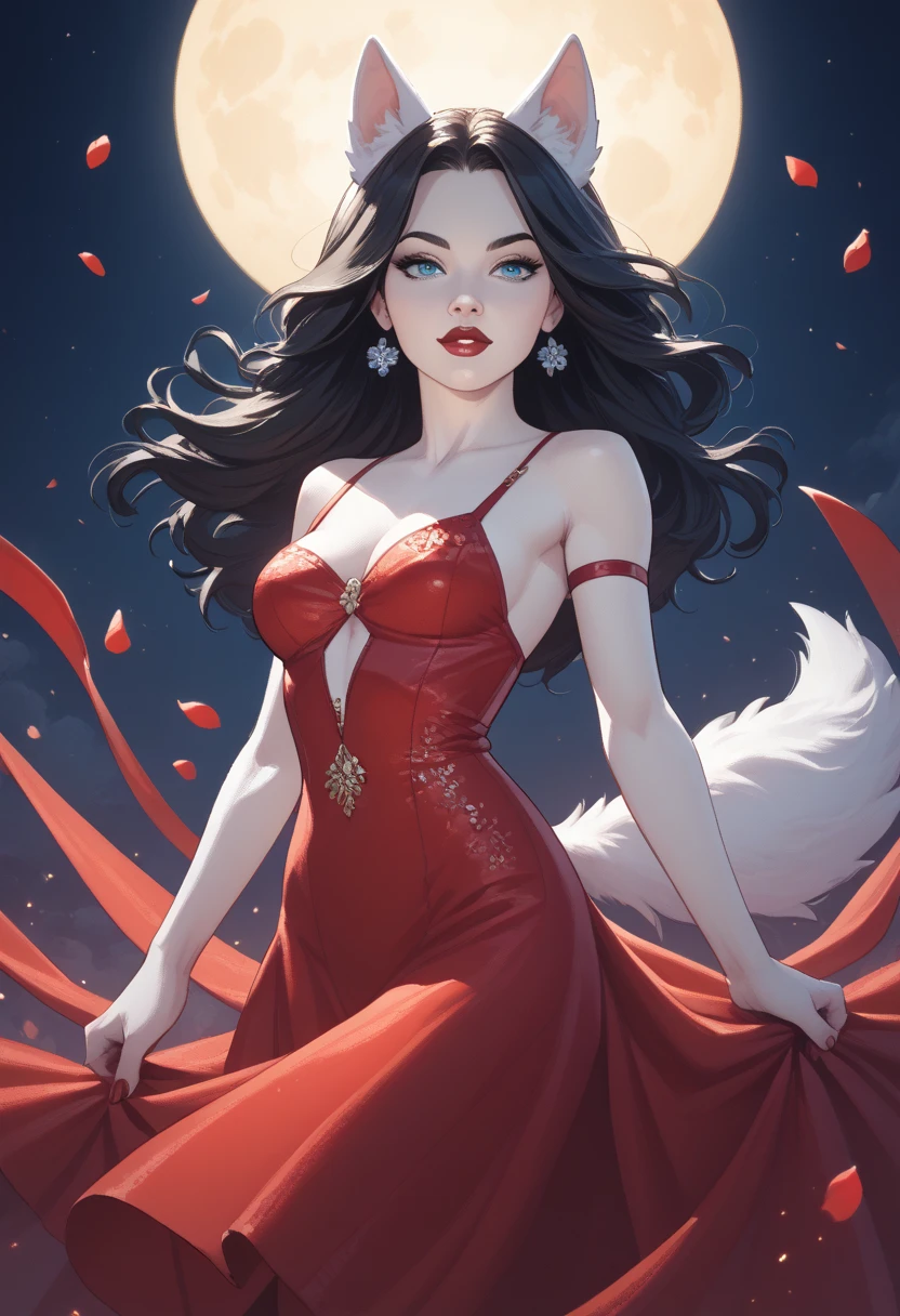 Misako standing, , adult beautiful women, black hair,  blue eyes, beautiful blue eyes, ,slim body, masterpiece,red lipstick, hoop earrings, makeup,sharp jawline,  detailed face, detailed nose ,  detailed eyes, black Glasses,wolf hair cut ,tall women,red floral saree, cleavage ,heels ,anklet, bangles