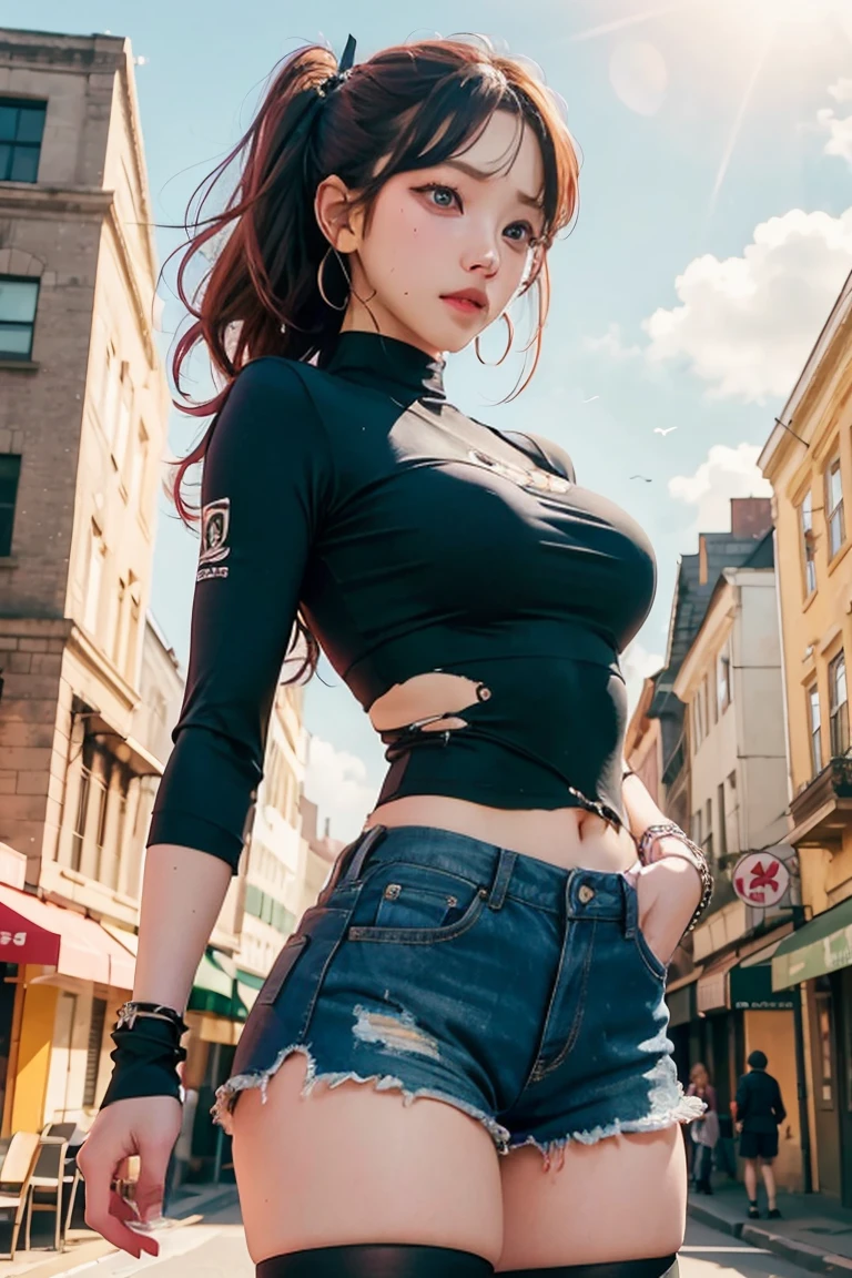 masterpiece, best quality, a dark skinned black woman wearing a detailed green turtle neck sweater with an intricate black leather jacket with blue jeans at a street party at night, angular afro haircut, jacket off one shoulders, midriff, smile, teeth, insane ultra hires, extreme intricate details, tooth gap, round ass, big nose, (full nose:1.3), face shadow
HDR, natural lighting, volumetric shading, dynamic pose, Hyperrealistic, realistic lighting, dramatic shadows, hard focus, high contrast, dramatic perspective
dramatic shadows,