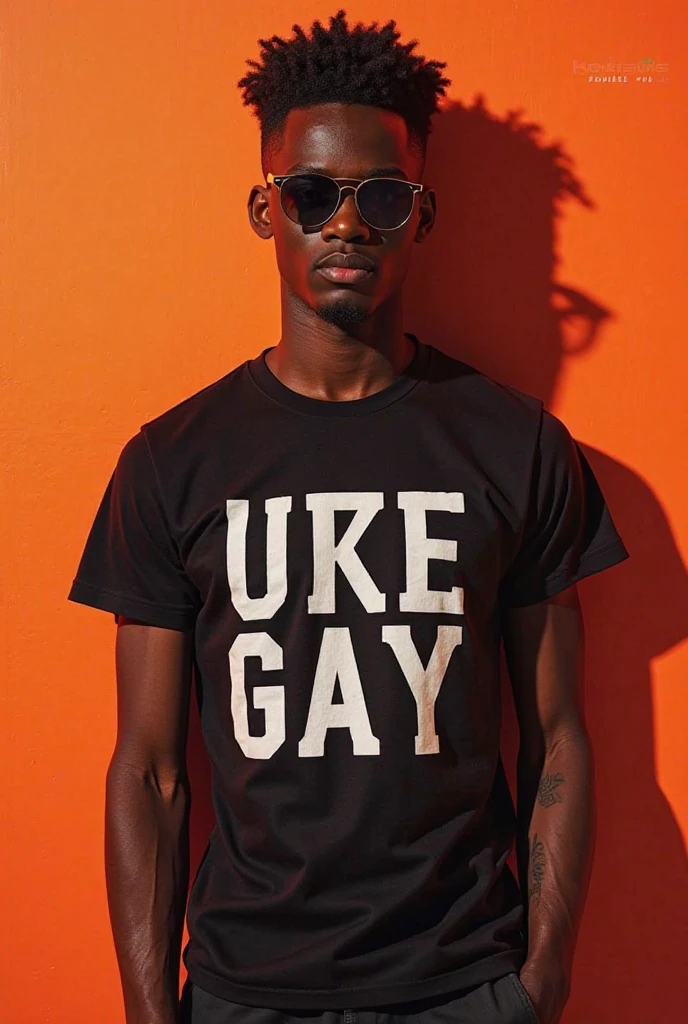  a man, short hair mixed with black, red and purple, handsome face, wearing glasses, wearing an earring in the left ear, wear a cable headset, wearing levis, white t-shirt, wearing a punk necklace, and punk bracelets, also a punk belt. torn trousers, sweet smiling facial expression, campus class background