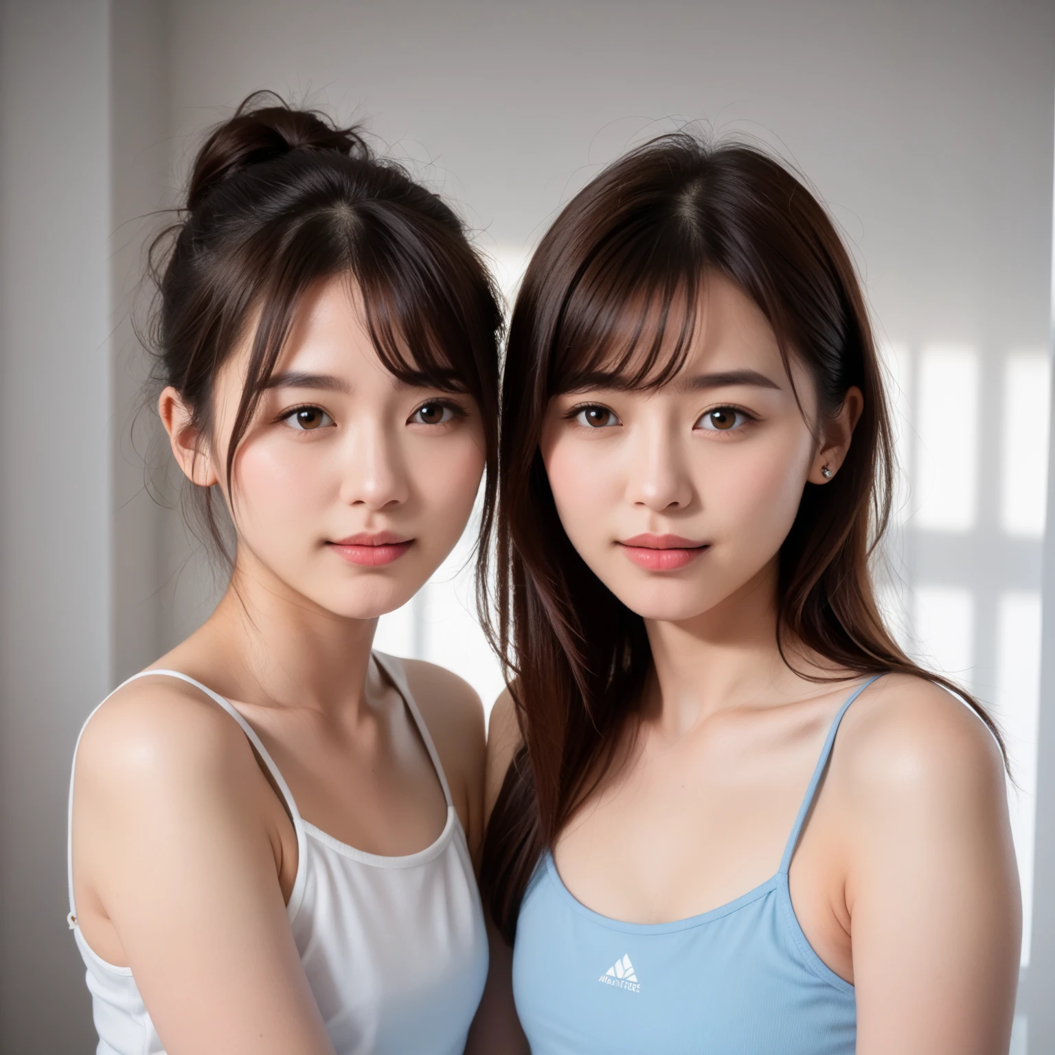 Supermodel、perfect details、beautiful girl、Three girls stare at the screen 3 girls、sportswear