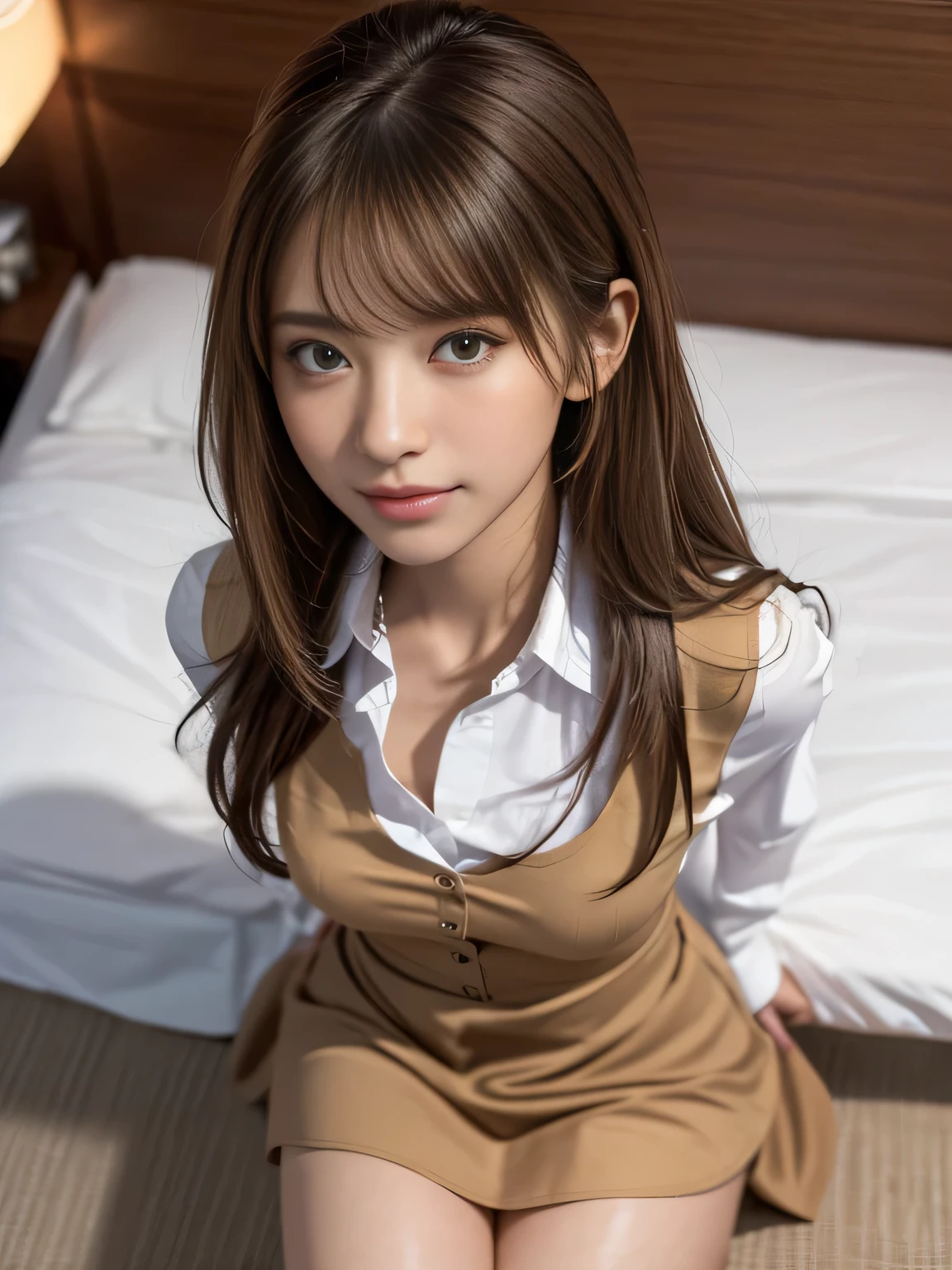 ulzzang-6500-v1.1, (raw photo:1.2), (photorealistic:1.4), beautiful detailed girl, very detailed eyes and face, beautiful detailed eyes, ridiculous, incredibly ridiculous, huge file size, super detailed, high resolution, very detailed, best quality, masterpiece, kemomimi, ((Japanese girls' high school uniform)), illustration, very detailed, CG, unified, 8k wallpaper, amazing, Fine details, masterpiece, best quality, very detailed CG uniform 8k wallpaper, light on face, cinematic lighting, 1girl, 16 years old, ((no panties)), ((dynamic pose))), (camel toe), (half), (pantyhose), (knee-bending leg sitting))