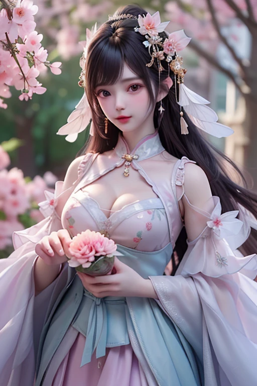 ((best qualtiy)), ((tmasterpiece)), (the detail:1.4), 3D, huge breasts cleavage,Grass God,the original god,Nassida,(HighDynamicRange),Ray traching,NVIDIA RTX,Super-Resolution,Unreal 5,Subsurface scattering、PBR Texture、post-proces、Anisotropy Filtering、depth of fields、Go to bed,Lie down,maximum definition and sharpnesany-Layer Textures、Albedo e mapas Speculares、Surface Coloring、Accurate simulation of light-material interactions、perfectly proportions、Octane Render、Two-colored light、largeaperture、Low ISO、White balance、the rule of thirds、8K RAW、big breasts exposed cleavage,cropped shoulders,camisole,Superskirt,Transparent packaging,tightsuit,open waist,Superskirt//,Very short pink cute,Pink tender,
