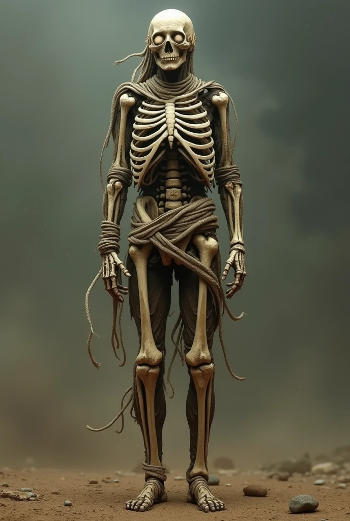 Character withered, deceased, man, You can see the bones, decomposition, very thin, high, dried flesh, Еlder Ring, stands proudly, damage, stands crooked, dressed in cuirass