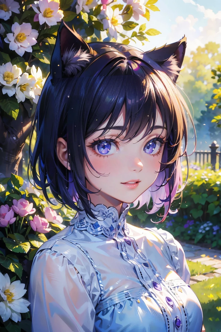 Raccoon with big galaxy eyes, Floral,