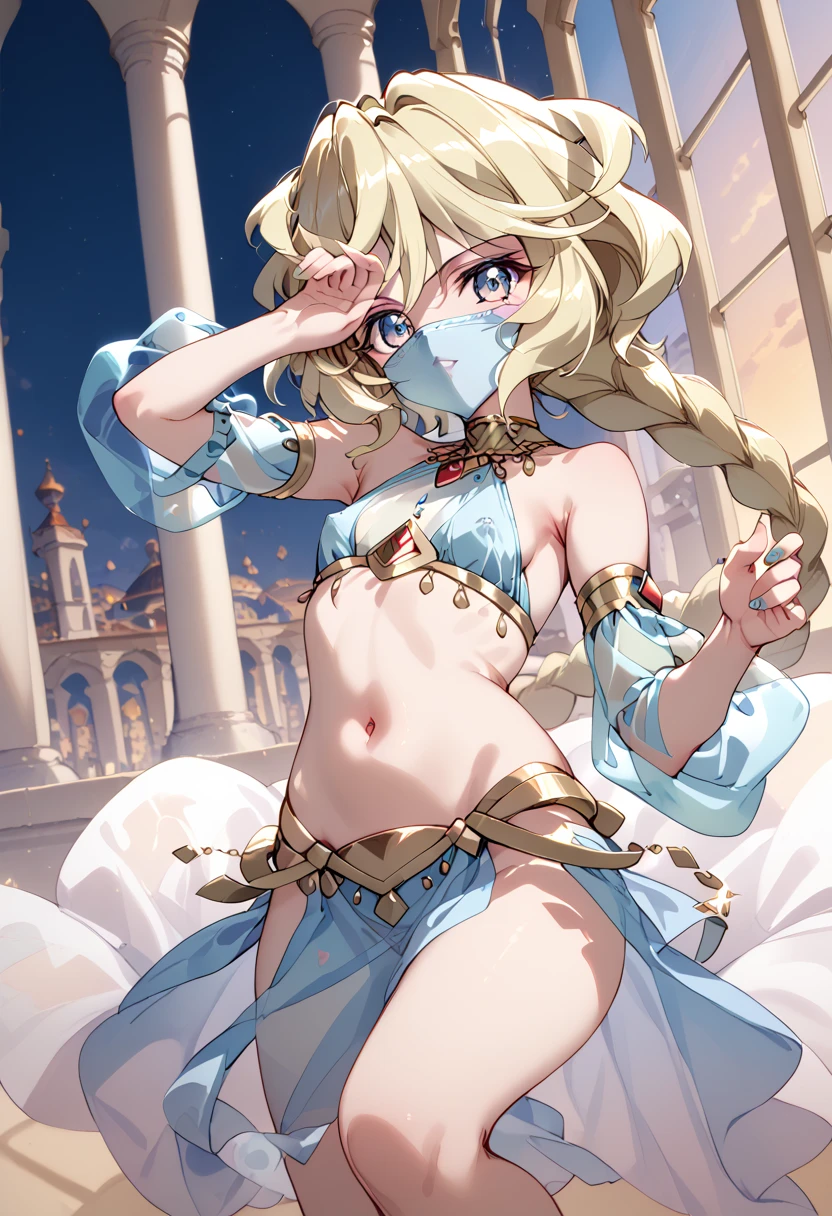 Dancing Girl, ((Best Quality)), ((Masterpiece)), (Very Detailed, Most Detailed, Official Art, Beauty and Aesthetics: 1.2) Big Bo Girl, Magical Girl, Bikini Golden Glazed Marriage, See Thigh Position, Nude, Grandma Big,