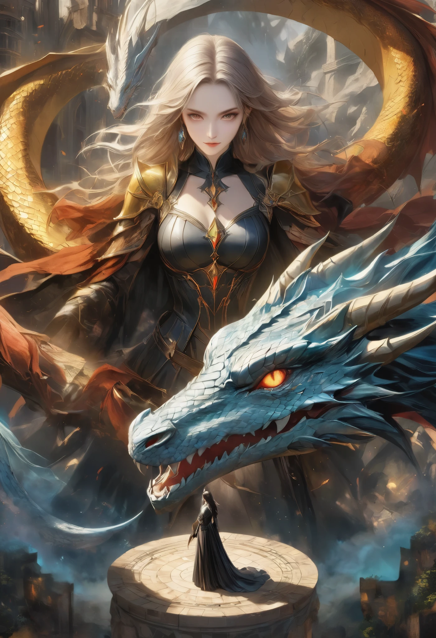 A dragon slayer、Skewering the dragon's eye, Celebrating victory、Raising the dragon's eye, Celebrating victory, Stories about the dragon's eye, Gothic fantasy art from ancient genealogies, digital painting,  
Precise and attractive full body composition,from above,The perfect golden ratio, excellent balance between subject and margins, perfect beauty down to the smallest detail, Delicate and Vividly Expressed Subjects, sharp and clear line drawing, Realistic, Colorful Textures, Use all colors that can be output, Extremely transparent, realistic texture, Finest workmanship,8K high resolution,photographer-style realistic finish,Professional Light and Shadow,brilliant and deep colors,dreamy atmosphere, ROUGH, 