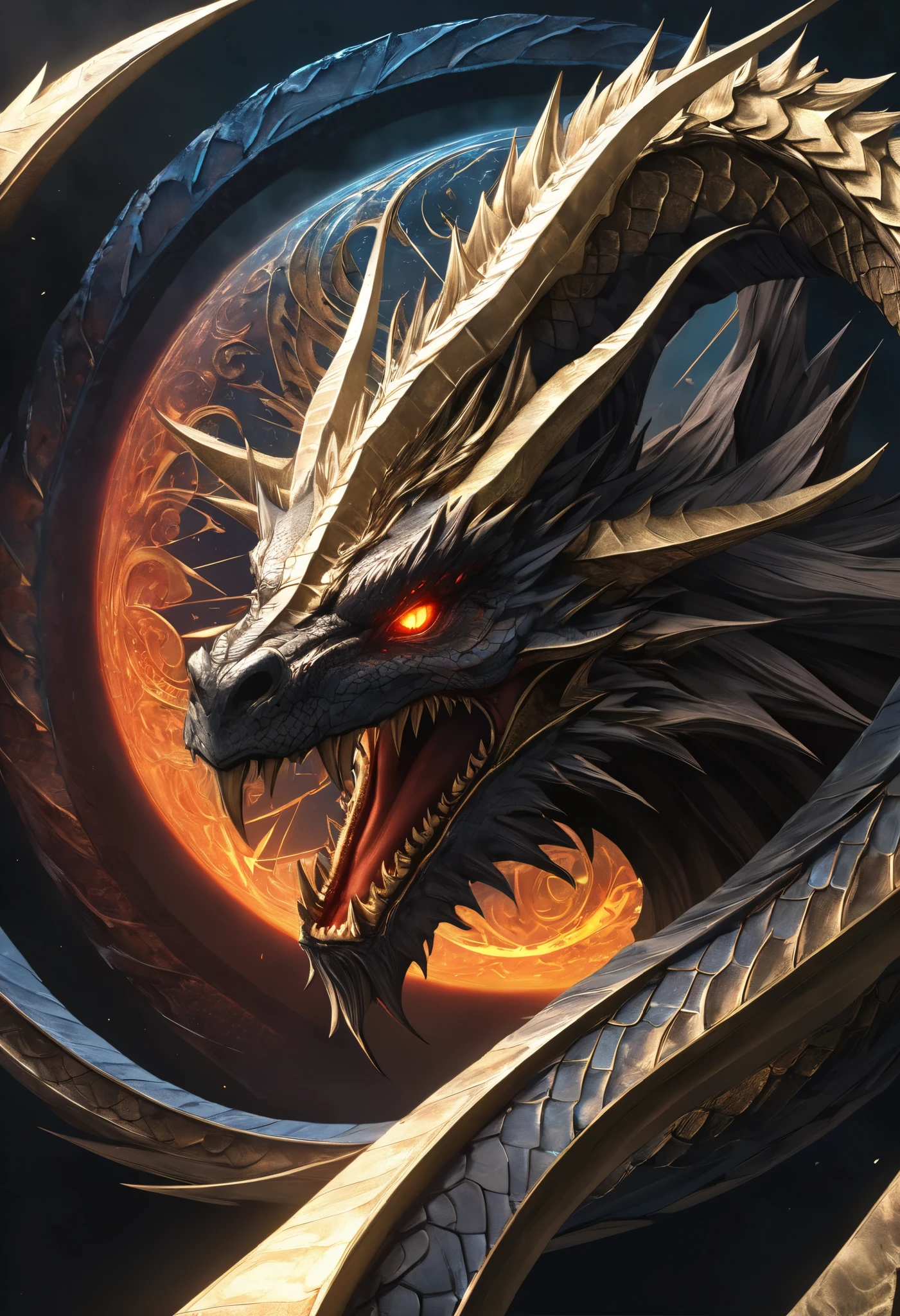 king of darkness, Alone, Overwhelming Dragon's Eyes, Eyes Reminiscent of Dragons, View All, Fusion of Elements of Providence, Ancient Genealogy, Immovable Silence and Destruction, dark fantasy, BREAK Stunningly Beautiful Eyes, Total Concentration on Intimidating Vibrations, Clear Eyes That See Through the Future,
Precise and attractive full body composition,from above,The perfect golden ratio, excellent balance between subject and margins, perfect beauty down to the smallest detail, Subjects Expressed Delicate and Vividly Expressed, sharp and clear line drawing, Colorful Textures Full of Realism, Use all colors that can be output, Extremely transparent, realistic texture, Finest workmanship,8K high resolution,photographer-style realistic finish,Professional Light and Shadow,brilliant and deep colors,dreamy atmosphere,