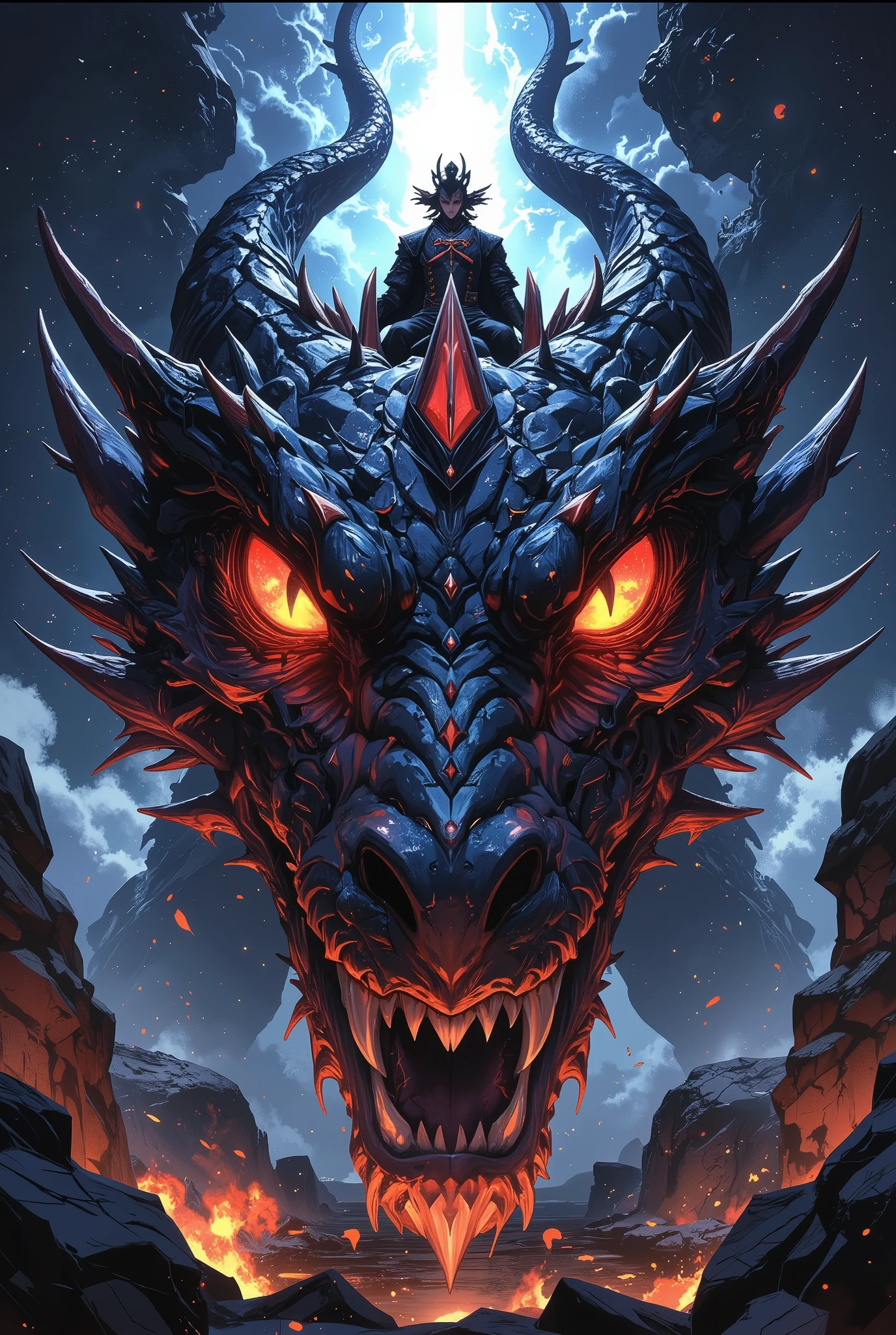 (Beautiful Dragon Eyes, The Emperor with Dark Eyes ride above his head), Alone, (eye focus, dynamic), Overwhelming Dragon's Eyes, close-up, Eyes Reminiscent of Dragons, View All, Fusion of Elements of Providence, Ancient Genealogy, Immovable Silence and Destruction, shining, dark dragon fantasy, BREAK Stunningly Beautiful Eyes, big, Clean Glowing Full Concentration on Intimidating Vibrations, Clear Eyes That See Through the Future,
Precise and attractive overall composition,from above,The perfect golden ratio, excellent balance between subject and margins, perfect beauty down to the smallest detail, Subjects Expressed Delicate and Vividly Expressed, sharp and clear line drawing, Colorful Textures Full of Realism, Use all colors that can be output, Extremely transparent, realistic texture, Finest workmanship,8K high resolution,photographer-style realistic finish,Professional Light and Shadow,brilliant and deep colors,dreamy atmosphere,