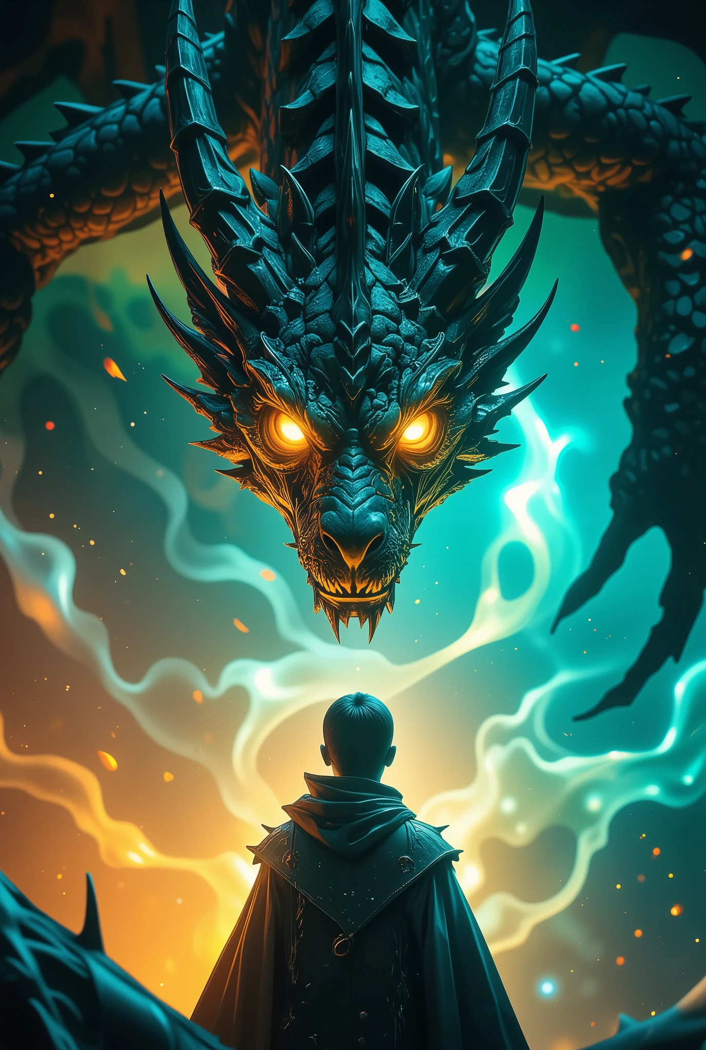(Beautiful Dragon Eyes, The Emperor with Dark Eyes ride above his head), Alone, (eye focus, dynamic), Overwhelming Dragon's Eyes, close-up, Eyes Reminiscent of Dragons, View All, Fusion of Elements of Providence, Ancient Genealogy, Immovable Silence and Destruction, shining, dark dragon fantasy, BREAK Stunningly Beautiful Eyes, big, Clean Glowing Full Concentration on Intimidating Vibrations, Clear Eyes That See Through the Future,
Precise and attractive overall composition,from above,The perfect golden ratio, excellent balance between subject and margins, perfect beauty down to the smallest detail, Subjects Expressed Delicate and Vividly Expressed, sharp and clear line drawing, colorful textures full of realism, Use all colors that can be output, Extremely transparent, realistic texture, Finest workmanship,8K high resolution,photographer-style realistic finish,Professional Light and Shadow,brilliant and deep colors,dreamy atmosphere, ROUGH,