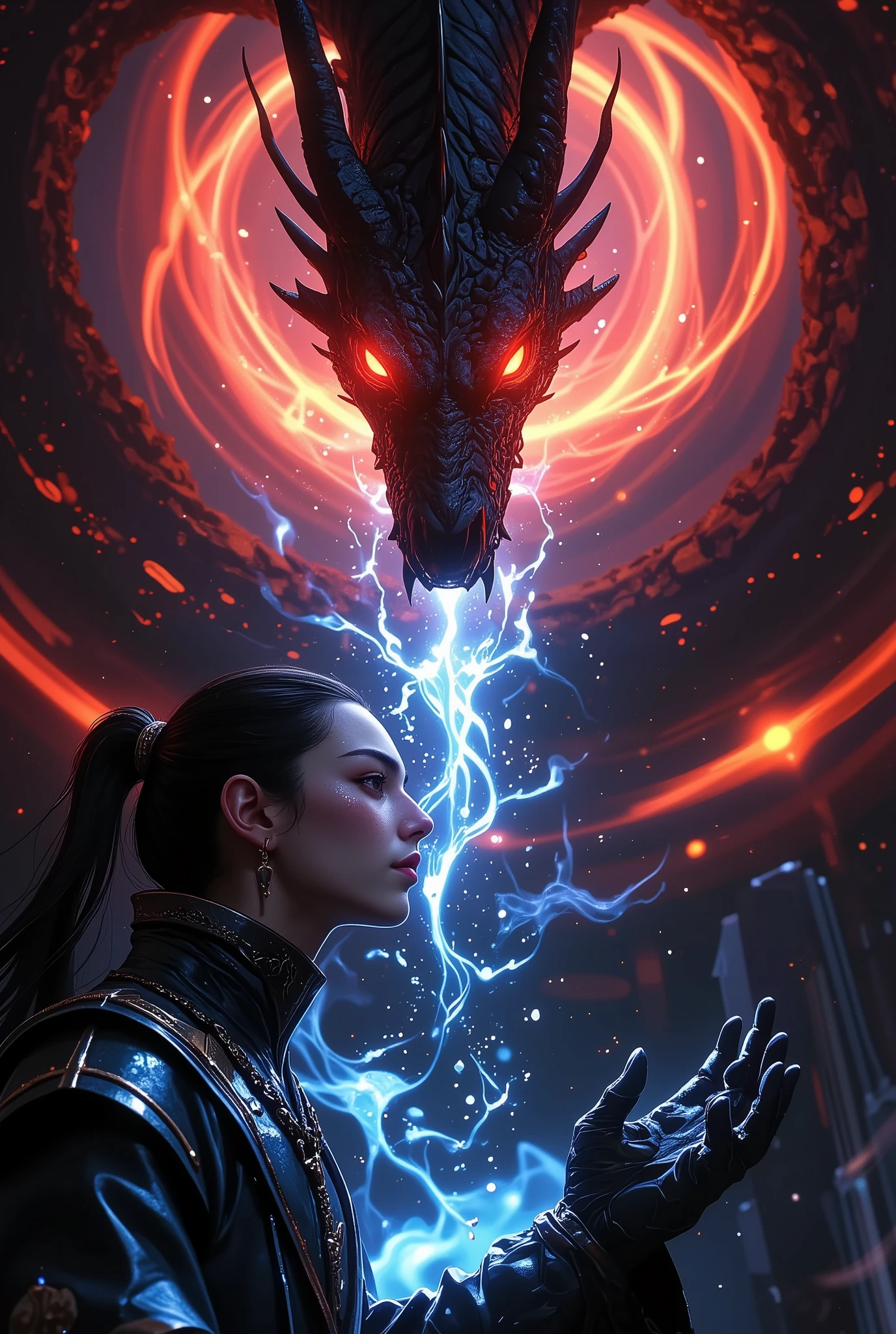 (Beautiful Dragon Eyes, The Emperor with Dark Eyes ride above his head), Alone, (eye focus, dynamic), Overwhelming Dragon's Eyes, close-up, Eyes Reminiscent of Dragons, View All, Fusion of Elements of Providence, Ancient Genealogy, Immovable Silence and Destruction, shining, dark dragon fantasy, BREAK Stunningly Beautiful Eyes, big, Clean Glowing Full Concentration on Intimidating Vibrations, Clear Eyes That See Through the Future,
Precise and attractive overall composition,from above,The perfect golden ratio, excellent balance between subject and margins, perfect beauty down to the smallest detail, Subjects Expressed Delicate and Vividly Expressed, sharp and clear line drawing, colorful textures full of realism, Use all colors that can be output, Extremely transparent, realistic texture, Finest workmanship,8K high resolution,photographer-style realistic finish,Professional Light and Shadow,brilliant and deep colors,dreamy atmosphere, ROUGH,