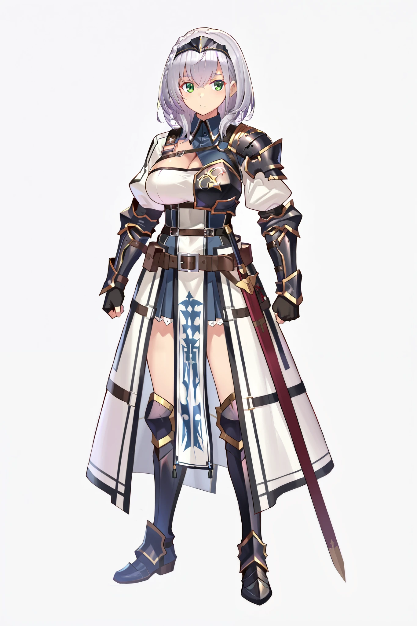 score 9, score 8 up, score 7 up, ultra-detailed, (best quality, masterpiece, ultra detailed, ultra high res, absurdres, high-resolution, highest quality, very aesthetic, textile shading), source anime, (detailed eyes), (detailed face), , , (takamine nadare), (shirogane noel), standing, tachi-e, grey background, simple background,