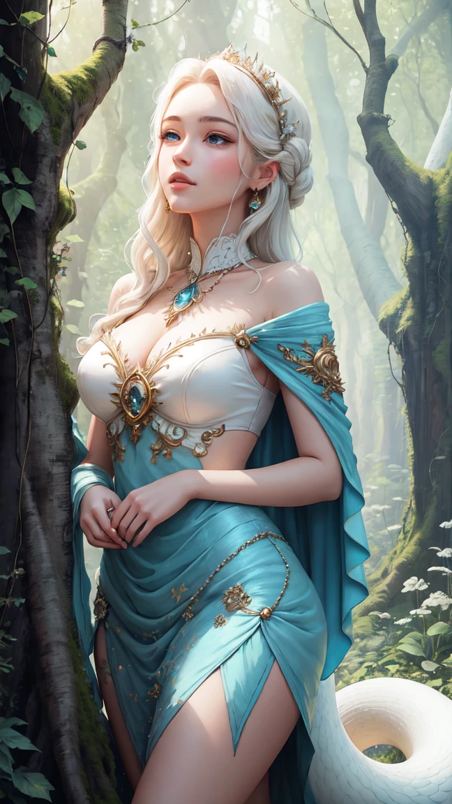 (best quality,4k,8k,highres,masterpiece:1.2),ultra-detailed,(realistic,photorealistic,photo-realistic:1.37),portrait,(1girl),(flowing hair:1.2),graceful posture,beautiful detailed eyes,beautiful detailed lips,soft skin,harmonious color palette,dazzling fractal patterns,vibrant and rich colors,ethereal feeling,gentle lighting,meticulous brushwork,texture and depth,serene and peaceful atmosphere,meticulously painted flowers and plants surrounding the girl,delicate and intricate details in the background,vivid and lifelike rendering of nature and textures,faint hints of sunlight filtering through the foliage,glistening water droplets on the petals,and a sense of tranquility and serenity.