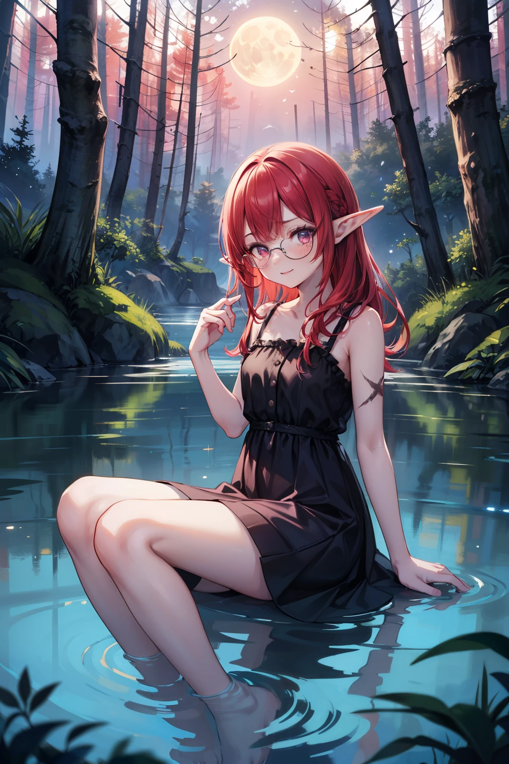 best quality, 1girl, silk demon, castleborne, star lake