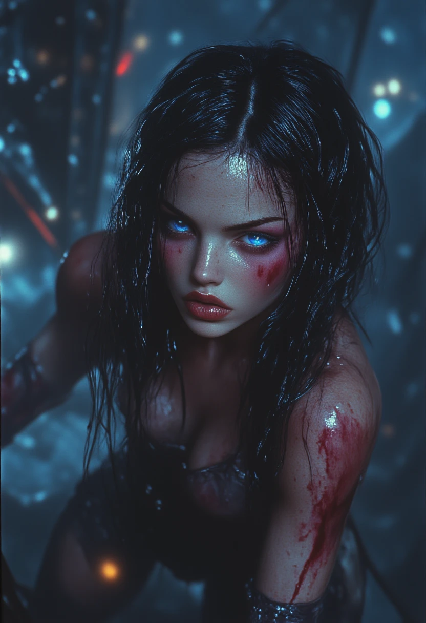 (best quality, hyperdetailed photography:1.2), beautiful Indian lady, ((dark black lipstick)), freckles, gothic makeup, soft light, curvy figure, head and breast portrait, cover, (detailed beautiful face, detail skin texture, ultra-detailed body:1.1) sexy vampire women, closeup