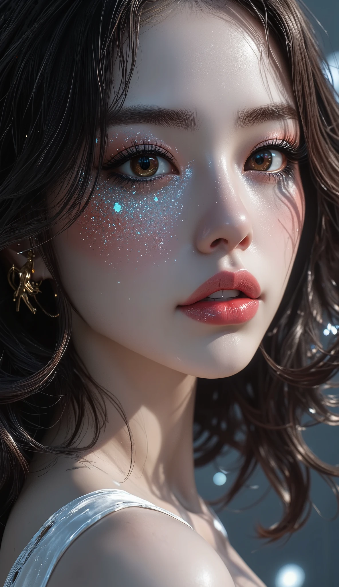  [Style: "masterpiece, realistic (Photorealistic realism), Hyper high resolution, (ultra quality, intricately detailed digital art), focus on extremely Realistic Proportion Body"] (Key Directive: "Prioritize anatomical accuracy and material textures") {Character: "20-year-old white female" | Face: "symmetrical, pale skin, full lips, red lipstick: 1.15" | Eyes: "((sharp focus, no blurry eyes, Hyper absurd quality, Hyper detailed iris stroma ((dark) with stars from the milky way galaxy) ,Hyper realistic eyes:1.3))" - "((extra narrow eyebrows))" - "(Carefully draw Long blue_mascara:1.2)" - "(perfect round eyes)" | Makeup: "detailed lips:1.3, (apply glossy red_lipstick:1.3)" | Hair: "waist-length red curly (setting light reflections: 0.5)" | POV: "((first person view))" | "((first person shooting position))" - "hold a Custom Railgun in hends" Weapon: "Custom Railgun (StatTrak™ module)" | Railgun side Engraving : "Japanese dragon (green/blue paint:1.4)" | Display: "((side-mounted counter (red LED '589')))" | Attachments: - "Underbarrel flamethrower "(aim through the scope at running targets ((the human-like very large angry black animal))) (shoot with continuous fire)"- "active, orange/blue flames:0.3, white/yellow flash:0.3" - (hot, smoking") - "Green laser sight (beam visible in airborne dust)" Environment: "unknown planet in an alien galaxy (unknown species of vegetation, animals), day" | Lighting: "(Cinematic clarity and global illumination)" - "aim at the target and shoot'' - ''Muzzle flash from rifle (temporarily illuminates face)" "((background – clear and sharp human-like large black alien, ((chaos and terror")))) (Rendering engine: "Unreal Engine 5 path tracing, 16K texture maps") } 