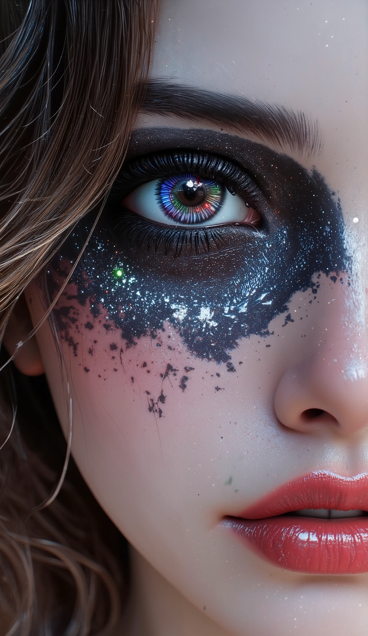  [Style: "masterpiece, realistic (Photorealistic realism), Hyper high resolution, (ultra quality, intricately detailed digital art), focus on extremely Realistic Proportion Body"] (Key Directive: "Prioritize anatomical accuracy and material textures") {Character: "20-year-old white female" | Face: "symmetrical, pale skin, full lips, red lipstick: 1.15" | Eyes: "((sharp focus, no blurry eyes, Hyper absurd quality, Hyper detailed iris stroma ((dark) with stars from the milky way galaxy) ,Hyper realistic eyes:1.3))" - "((extra narrow eyebrows))" - "(Carefully draw Long blue_mascara:1.2)" - "(perfect round eyes)" | Makeup: "detailed lips:1.3, (apply glossy red_lipstick:1.3)" | Hair: "waist-length red curly (setting light reflections: 0.5)" | POV: "((first person view))" | "((first person shooting position))" - "hold a Custom Railgun in hends" Weapon: "Custom Railgun (StatTrak™ module)" | Railgun side Engraving : "Japanese dragon (green/blue paint:1.4)" | Display: "((side-mounted counter (red LED '589')))" | Attachments: - "Underbarrel flamethrower "(aim through the scope at running targets ((the human-like very large angry black animal))) (shoot with continuous fire)"- "active, orange/blue flames:0.3, white/yellow flash:0.3" - (hot, smoking") - "Green laser sight (beam visible in airborne dust)" Environment: "unknown planet in an alien galaxy (unknown species of vegetation, animals), day" | Lighting: "(Cinematic clarity and global illumination)" - "aim at the target and shoot'' - ''Muzzle flash from rifle (temporarily illuminates face)" "((background – clear and sharp human-like large black alien, ((chaos and terror")))) (Rendering engine: "Unreal Engine 5 path tracing, 16K texture maps") } 