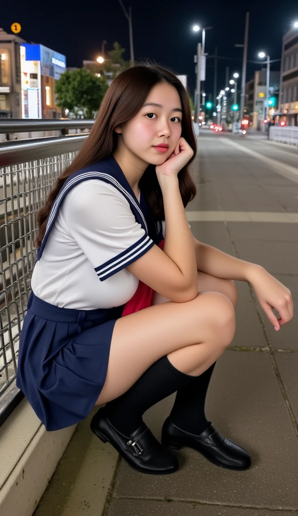 surrealistic、top-quality、 超A high resolution、Nikon Z 85mm、({(Raw foto:1.2)})natural soft light、profetional lighting、
realisitic、Super live-action、Photorealsitic、The crotch is visible、{frontage、Angle from below}
({{Hands are out of the angle of view}})portlate、Cute High School Girl、Uniform miniskirt、Cute sailor suit、Sailor suit skirt、Dark blue skirt、
Both legs are bent、The toes are on the ground、The legs are spread in an M shape and the panties are visible.、Delicate thighs visible from the front、
Japan schoolgirl uniform、White panties visible from uniform miniskirt、(Panchira)Uniform miniskirt、Perfect raw legs、delicate legs、
perfectly proportions、A sexy、Chest visible、
Squatting deep in the city、Show your pants around town、
ulzzang -6500-v1.1, Well-formed face、perfectly proportions、Well-formed fingertips、
Cute High School Girl、 Beautiful face in every detail、Realistic human skin、Provocative facial expressions、Semi-long、Smooth hair、de pele branca、light skinned、 (hyperdetailed face、(very detailed lips、{round and detailed eyes}二重まぶた、Moist eyes、{Very delicate eyebrows})) (Strong-minded、(childish、pure、Attractive woman、charmed、glamor、Victory、Cheeky、glad、kawaii、Good aroma、))