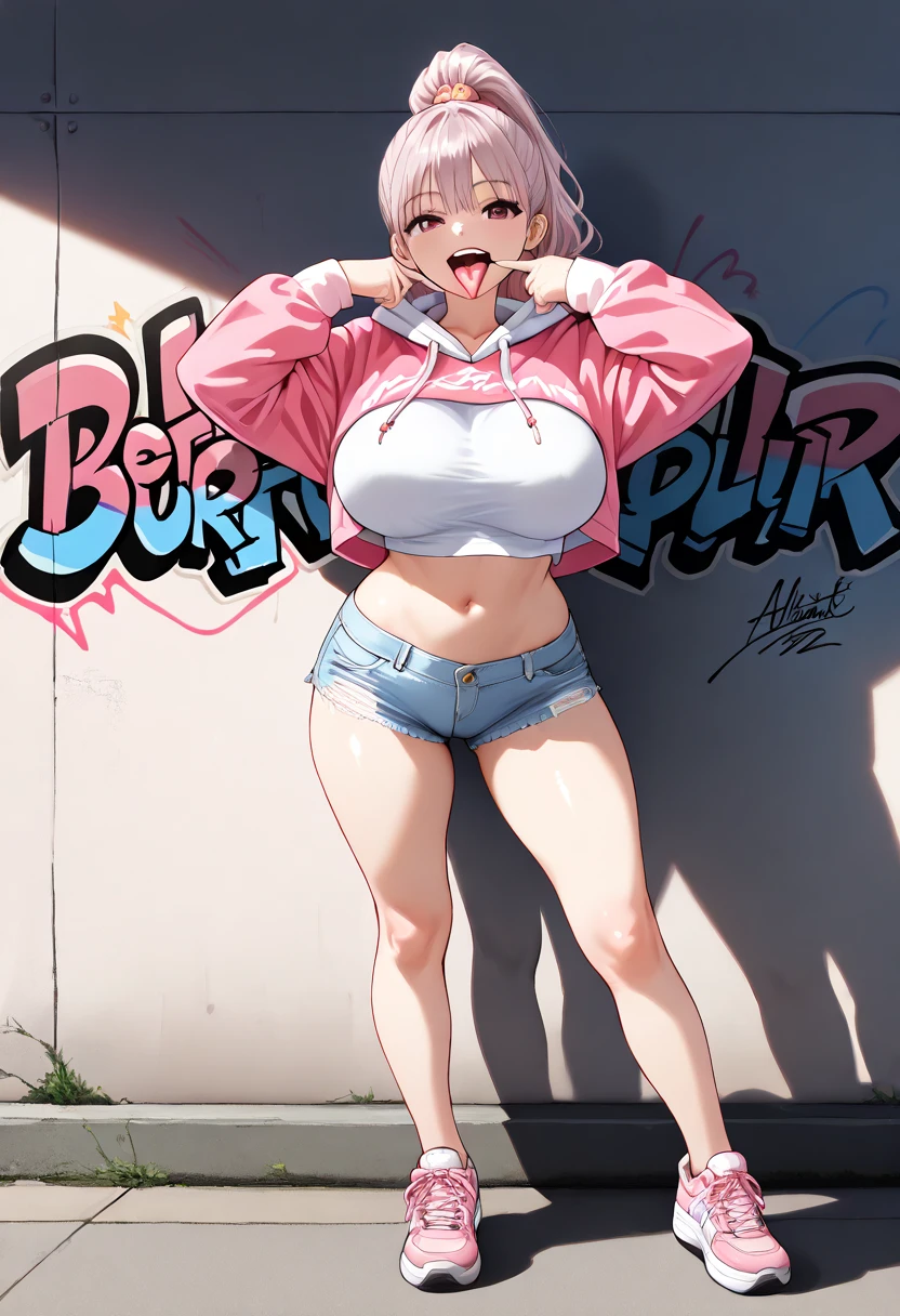 ((y girl ,gyaru)) ,nsfw, glamorous, voluptuous, curvy, cap,short brown hair, off shoulder blouse, town,sitting,looking at viewer,moistened eyes,blush,sexstasy, , detailed pu, spread legs,ning, b hair, labia,