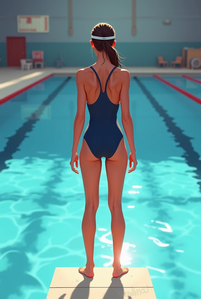 vista de perfil:1.4, olympicgames,swimmingcompetition,swimmersjumping,spectatorswatching,crowded,(bestquality,4k,8k,highres,masterpiece:1.2),ultra-detailed,(realistic,photorealistic,photo-realistic:1.37),HDR,UHD,studiolight,ultra-finepaint,sharpfocus,physicallysbasedrendering,extremedetaildescription,professional,vividcolors,bokeh,sports,action,pool,water,splash,goggles,swimsuits,flags,audience,cheering,excitement