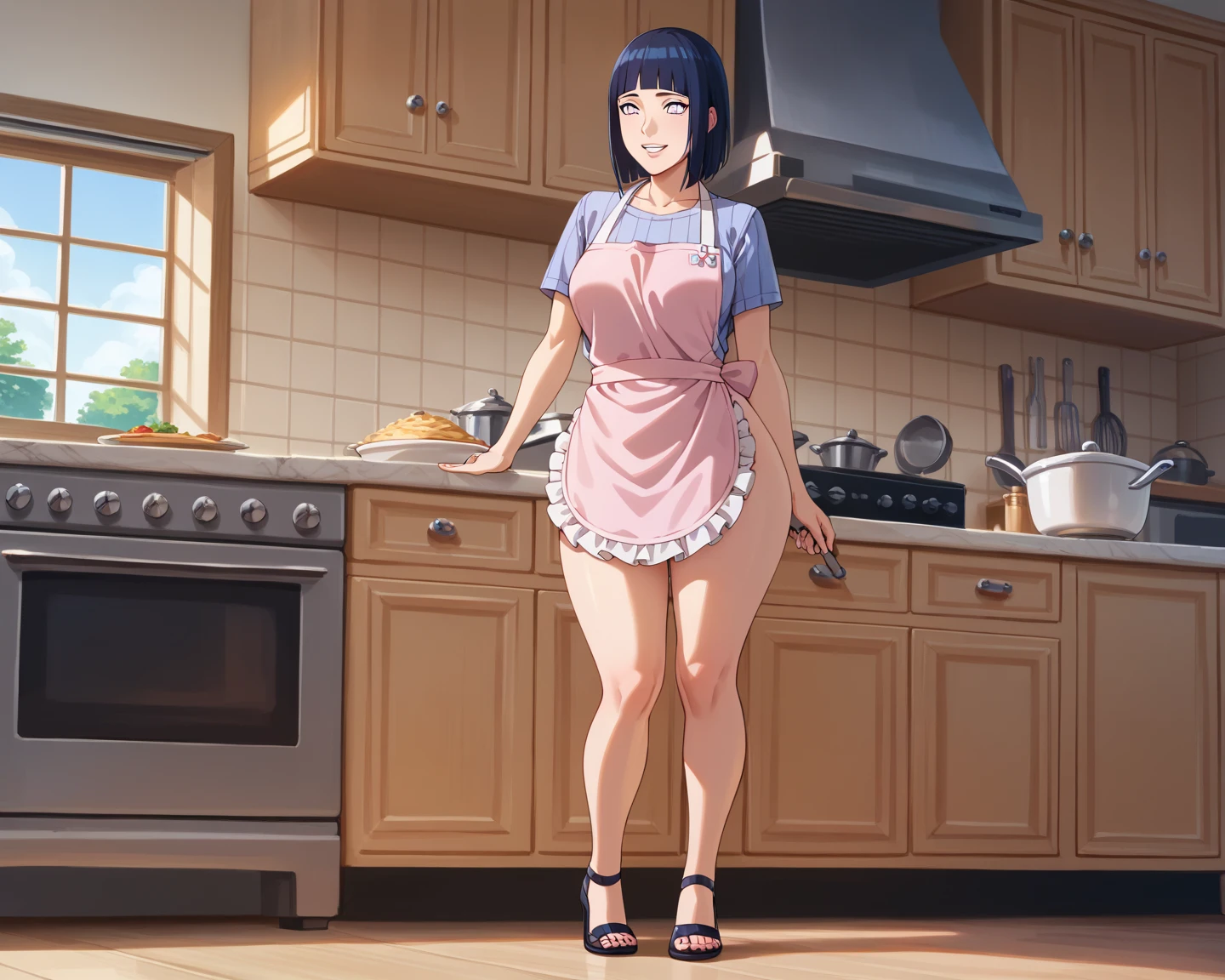 Woman in apron preparing vegetable meals in kitchen, cutting salad, wearing apron, cooking show, cooking, holding kitchen knife, gourmet food, white apron, in the kitchen, using fork, gourmet cooking, food stylist, asian woman, asian woman, in the kitchen, confidently holding vegetables, asian woman,huge breasts, thicc thighs, huge tits, huge areolas, lust, embarrassed, curve,curvy girl, masterpiece, best quality, high quality,skin texture, milf, armpits