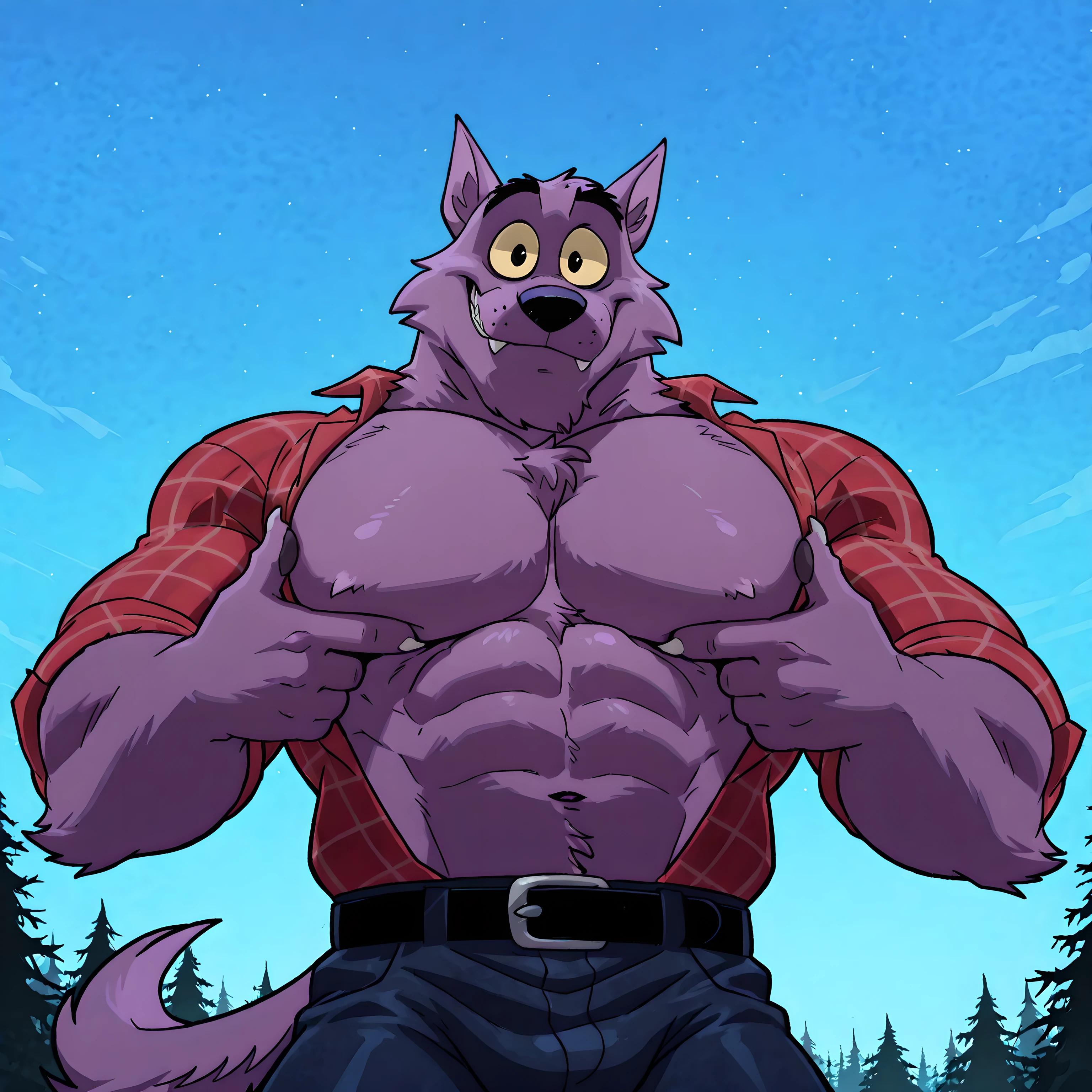 Solo, male, standing, (((by dramamine))), muscular, enormous, tall, buff, massive, big biceps, alleyway, dramatic lighting, rape face, smirking, evil expression, husky, submissive pov,