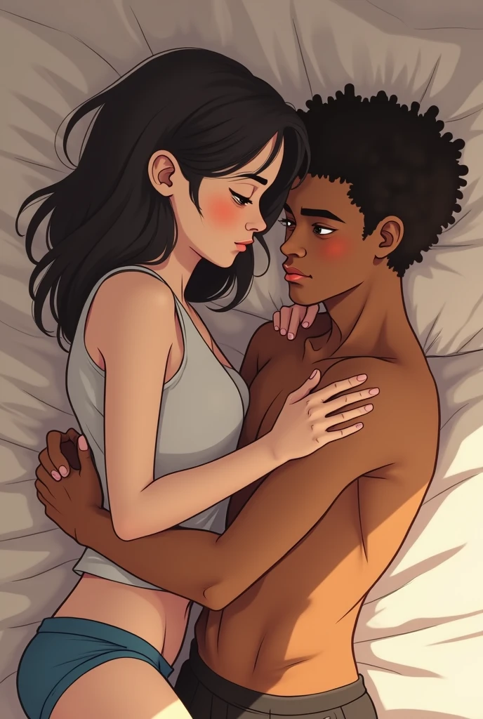 African male of sleeping together with his white friend and his big sweaty feet, Animated