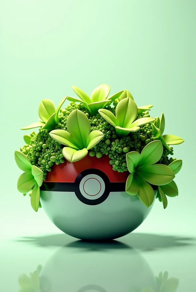 Pokemon ball in the shape of green flowers, As logo