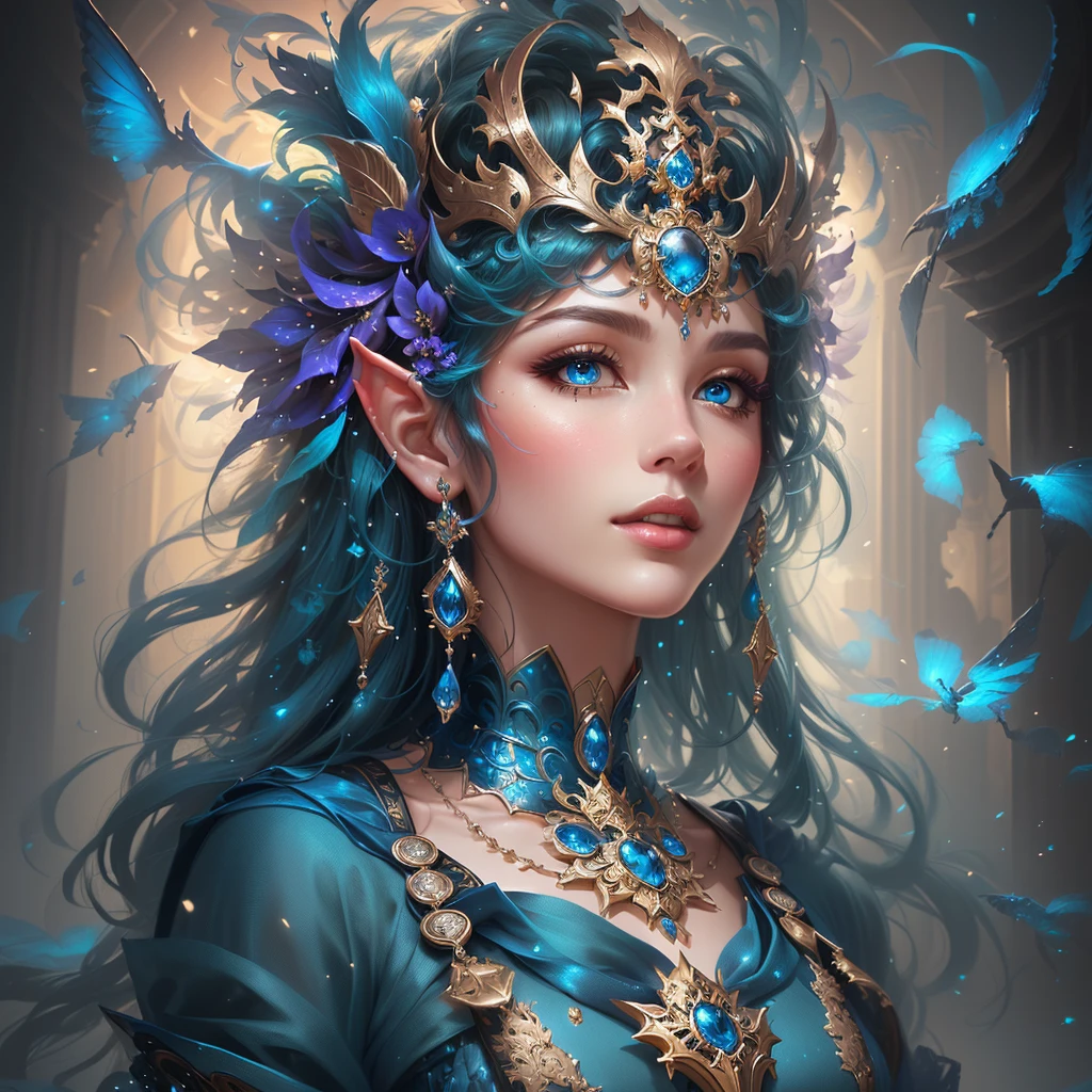 Seraphina, Dancer of the Stars: Seraphina is a graceful elf with hair as blue as the night sky and sparkling silver eyes. She wears a flowing dress, adorned with glittering stones that reflect starlight. Seraphina is known for her magical dance skills, which invoke the celestial energies and enchant those who observe her.Art style Milo Manara --auto --s2