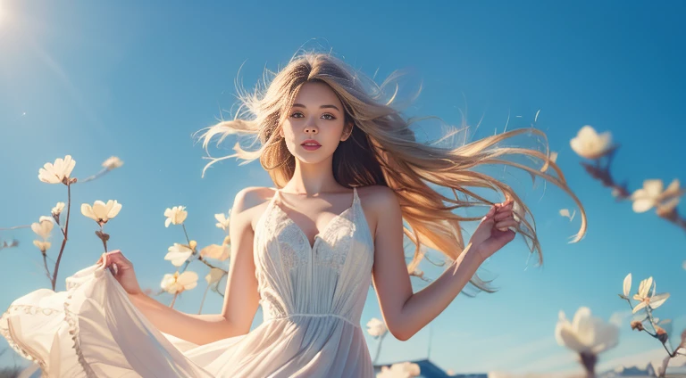 No campo vasto, where the wind dances free,
Uma donzela caminha com graciosidade,
Under the open sky, she is like a shining star,
E sua beleza rivaliza com a mais pura verdade.
A delicate flower rests in your hands,
Como um presente da terra, A symbol of love,
Seu perfume enche o ar e encanta os passarinhos,
She is the very essence of spring in bloom.
Seus cabelos ao vento, uma cascata dourada,
Refletindo os raios do sol com brilho radiante,
Seus olhos, deep wells of mystery and enchantment,
Where the hearts of those who contemplate it are lost.
She is the muse of the countryside, nature itself in shape,
His presence illuminates the landscape with a divine aura,
She is the rare jewel that the earth has kindly kept,
Um tesouro precioso, uma flor entre espinhos.
Que os deuses a protejam, essa jovem serena,
May your beauty bloom eternally in the field,
May your essence endure, like the sweetest song,
E que seu amor pela vida seja eterno como o amanhecer.