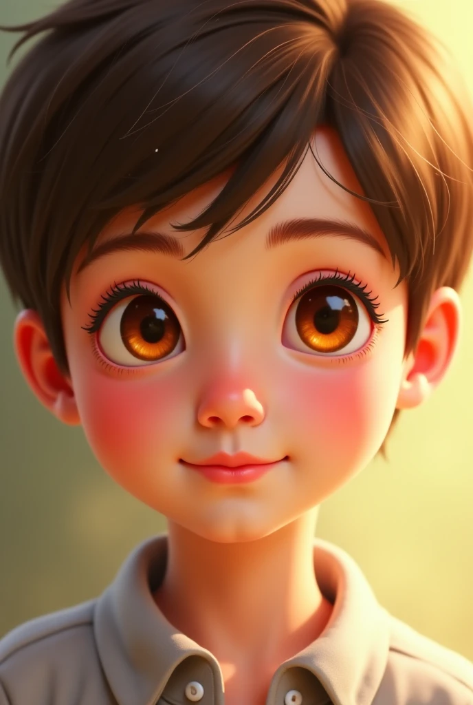 Make a boy from the relationship of a woman with long, Chinese-like eyes and a man with big eyes and a long nose
