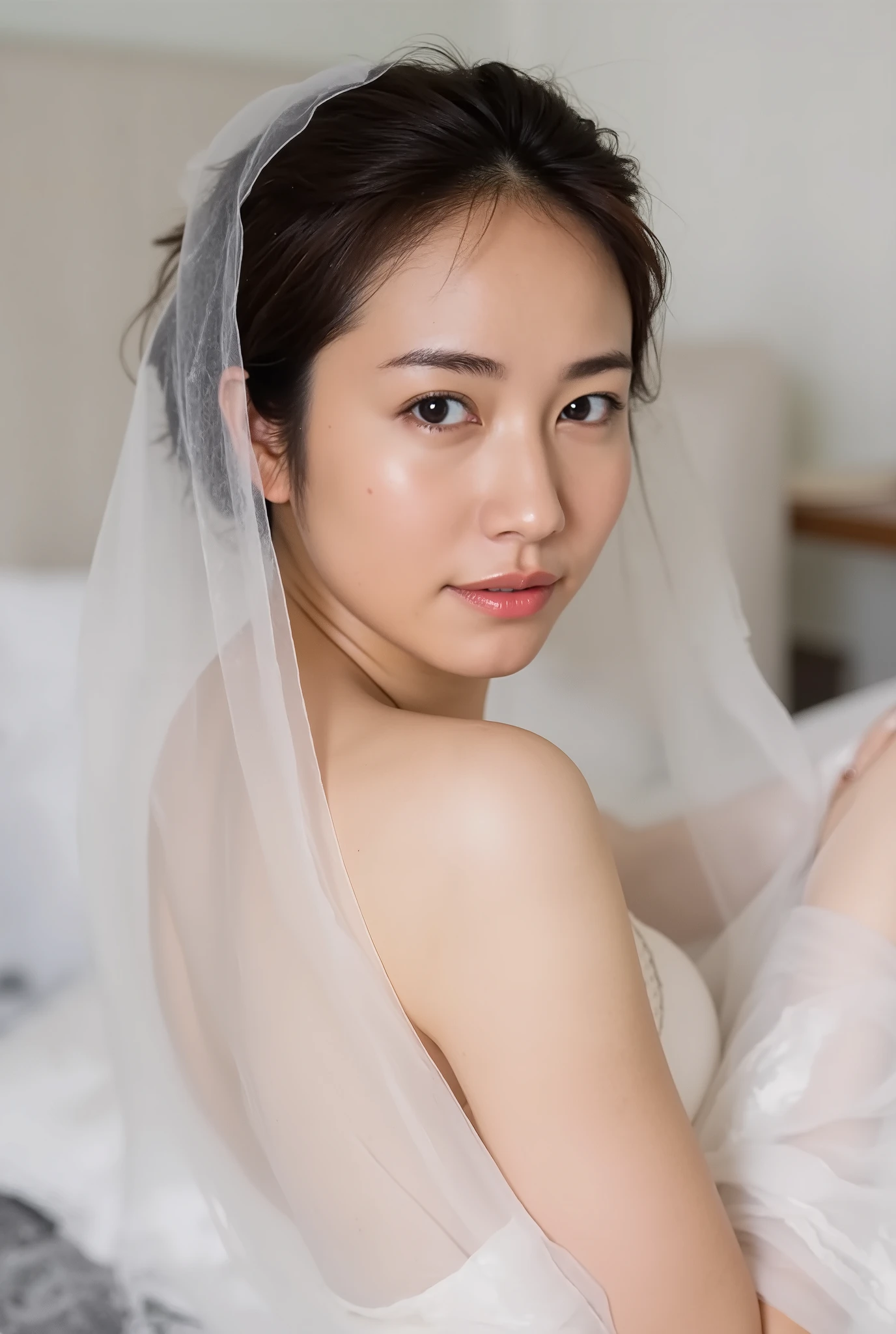 You are a talented professional gravure photographer.。Create photos of beautiful women 。anatomically correct body, An accurate simulation of the interaction of lightweight materials、supermodel