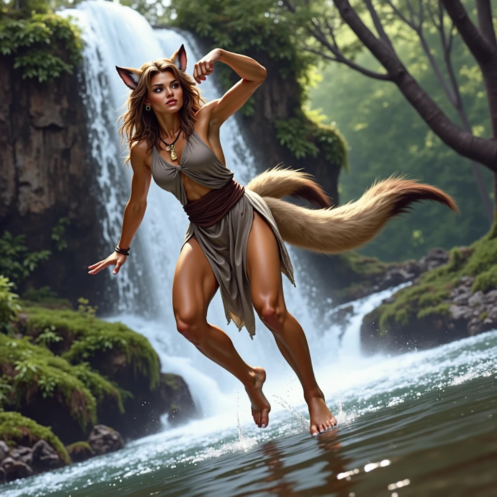 by Kenket, Ruan Jia, Chunie, Bonifasko, Extremely beautiful pony maiden, mane, nude, naked, detailed breasts, detailed vagina, , runic artifacts, epic shoulders, visible belly, super slim waistline, graceful figure, realistic anatomy, slender body, 8k image, detailed face of fantasy female pony character. furry, anthro, pony, equine, small breasts, bathing in waterfall,