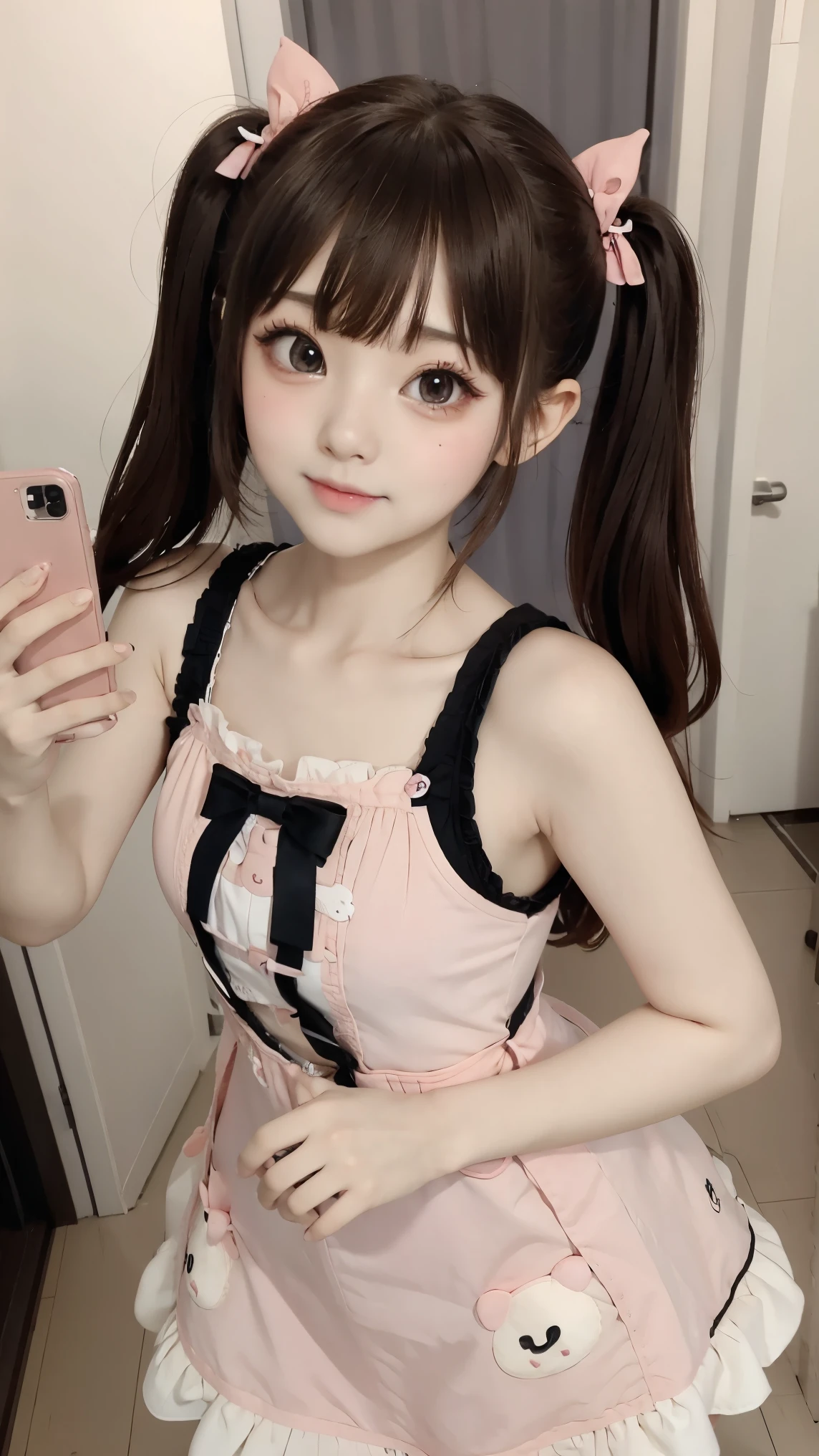 selfie, cute, inocent, kawaii, , cute dress, twin tail, blush,