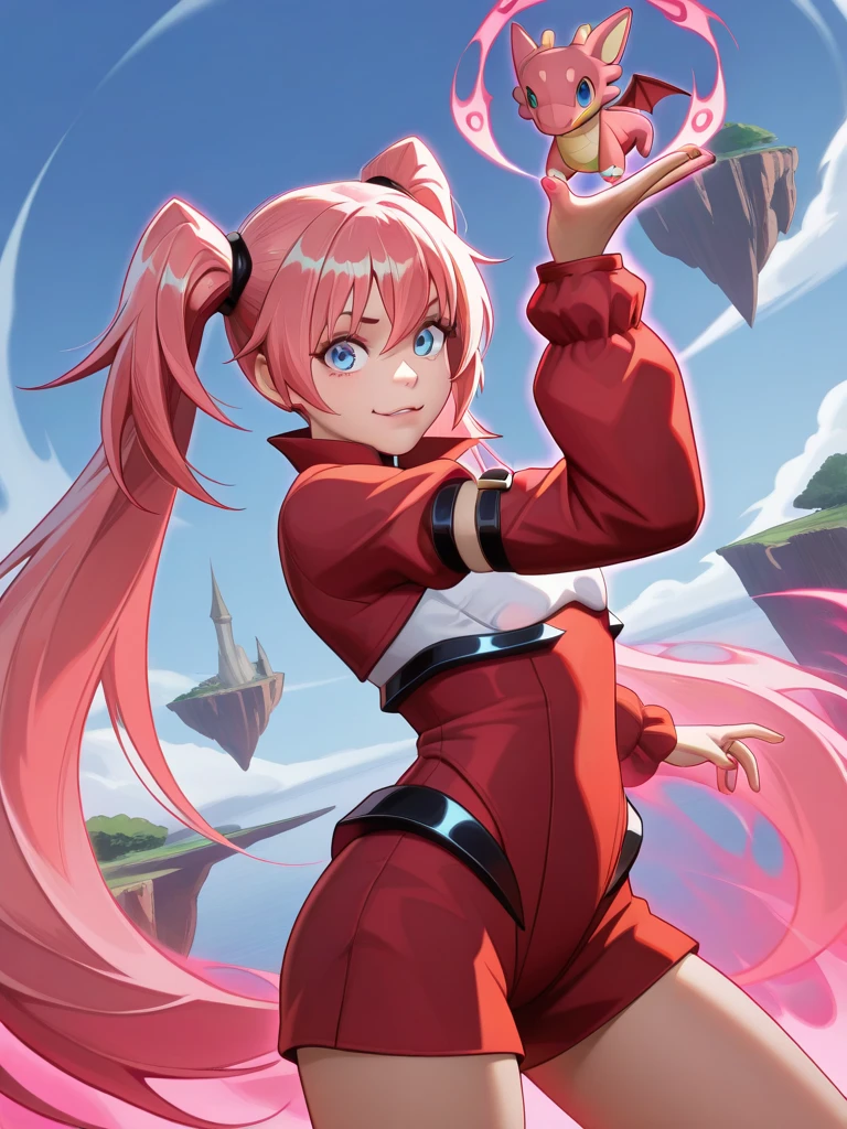 zerotwo,little red horns,hairband,red bodysuit,armlet,<lora:zerotwo-nvwls-v1:0.9>,(masterpiece, best quality:1.2)