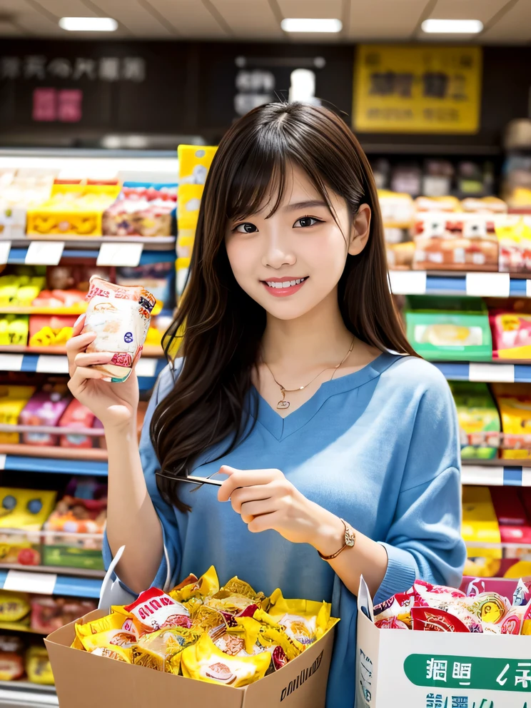 Fan Bing-bing with painted lips in a toy store completely naked and smiling